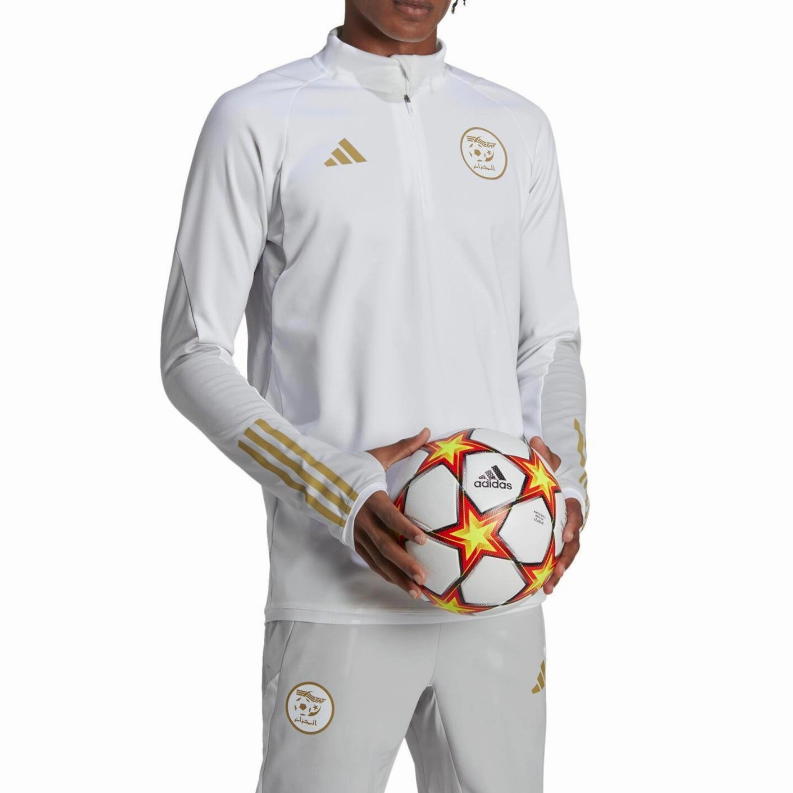 Contoured Footbed Design Algeria training technical Soccer tracksuit 2022/23 white/gold - Adidas