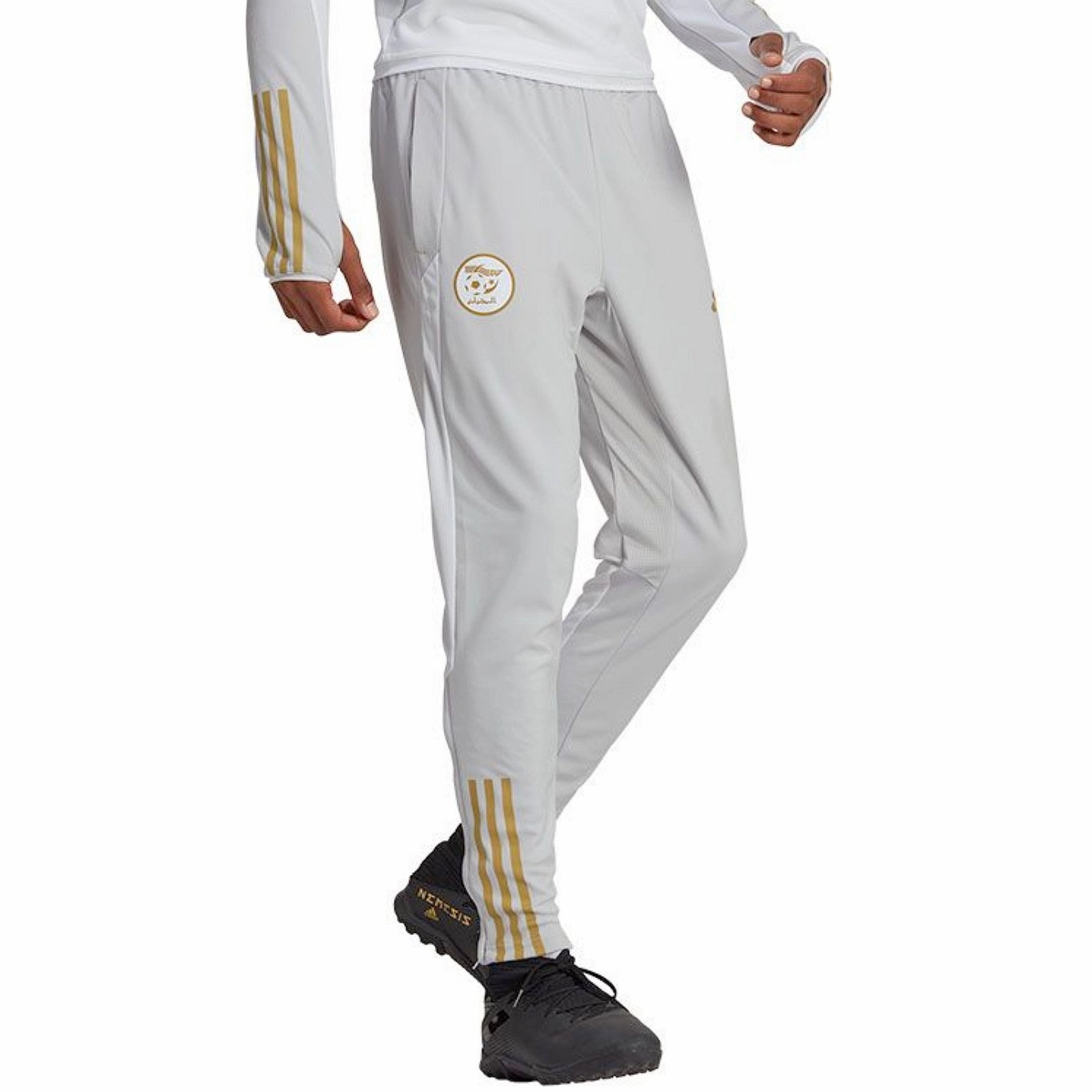 Algeria training technical Soccer tracksuit 2022/23 white/gold - Adidas Tear Resistant Reinforcement