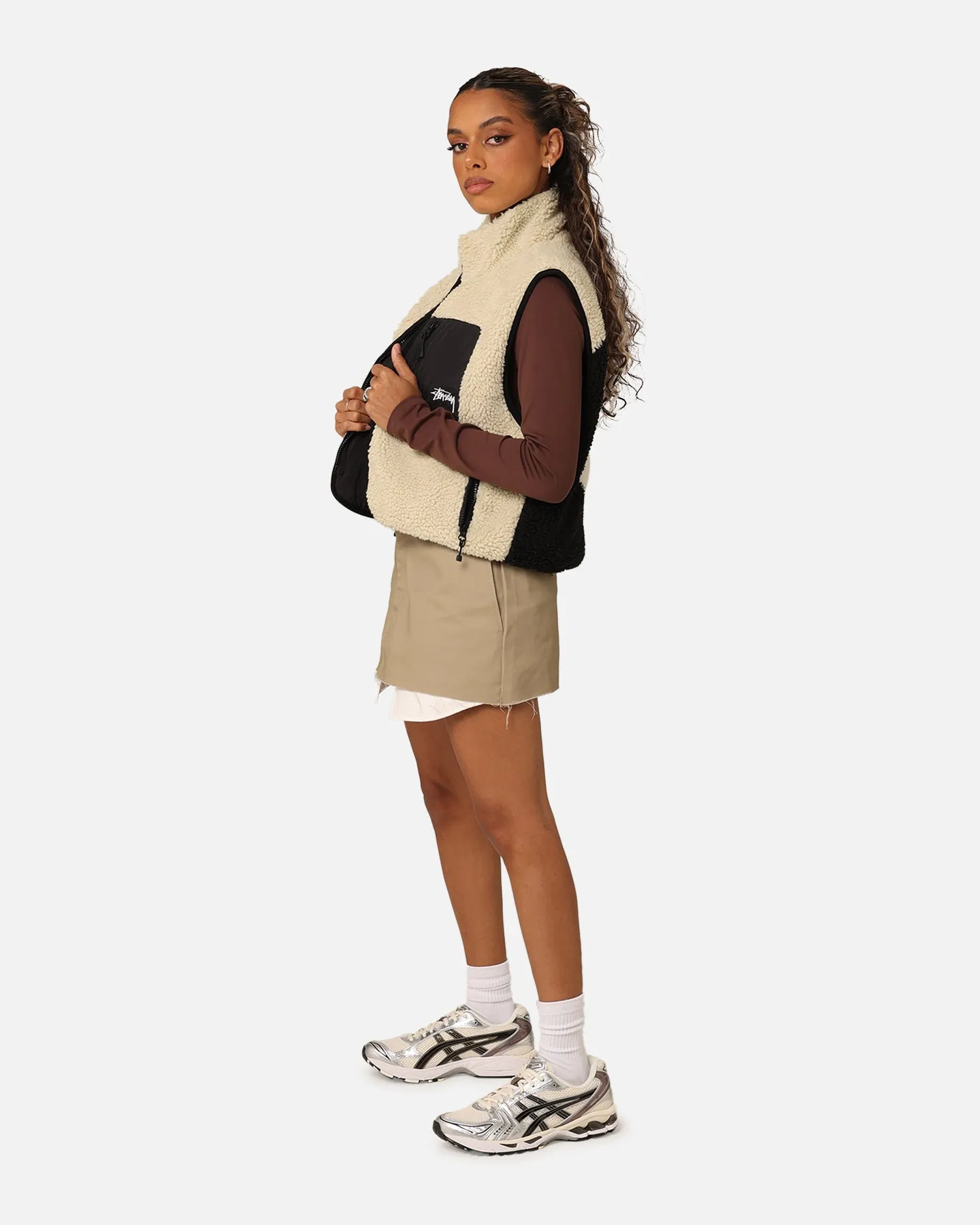 Collectible Stussy Women's 8 Ball Reversible Cropped Vest Black