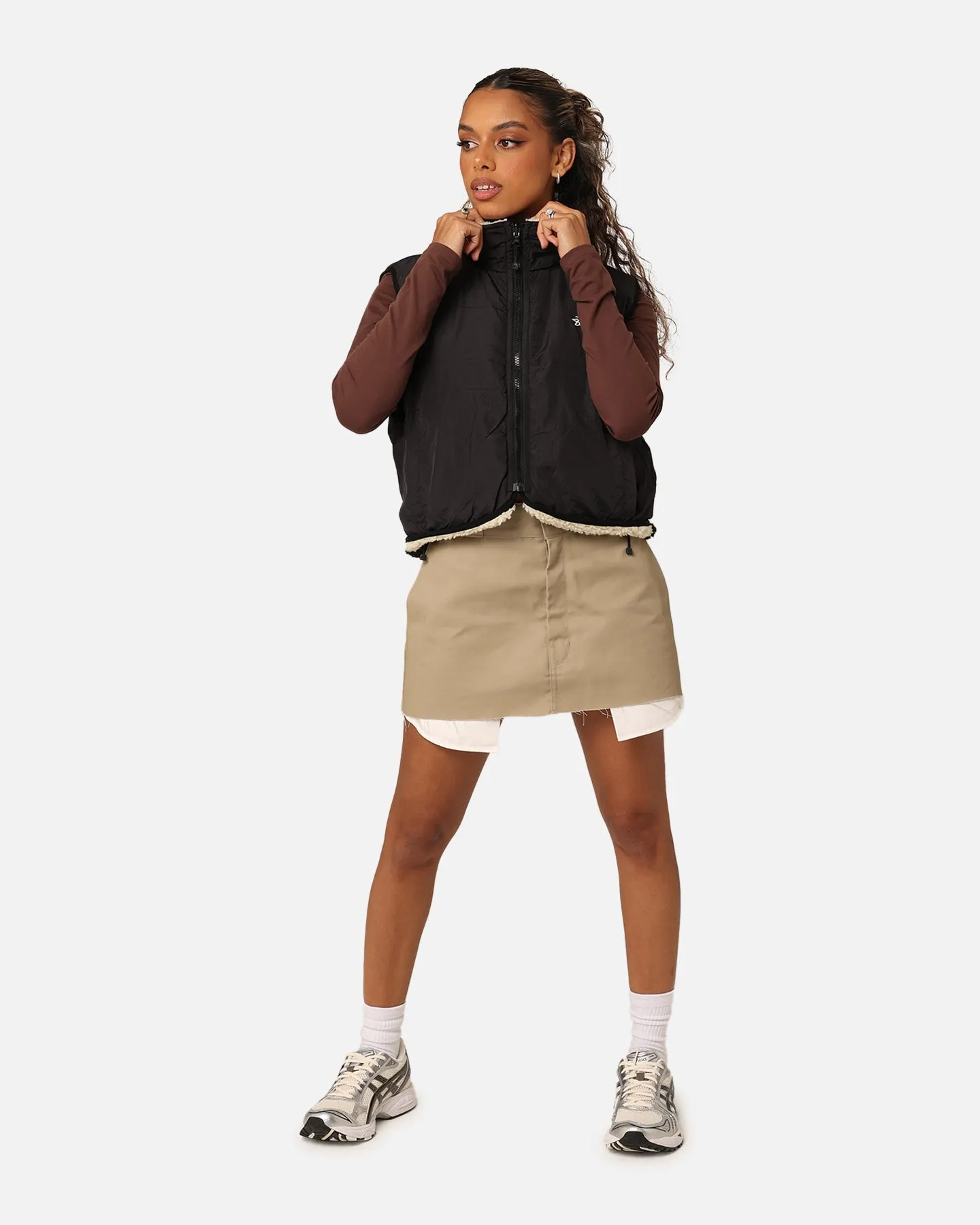 Winter Outer Layer Stussy Women's 8 Ball Reversible Cropped Vest Black