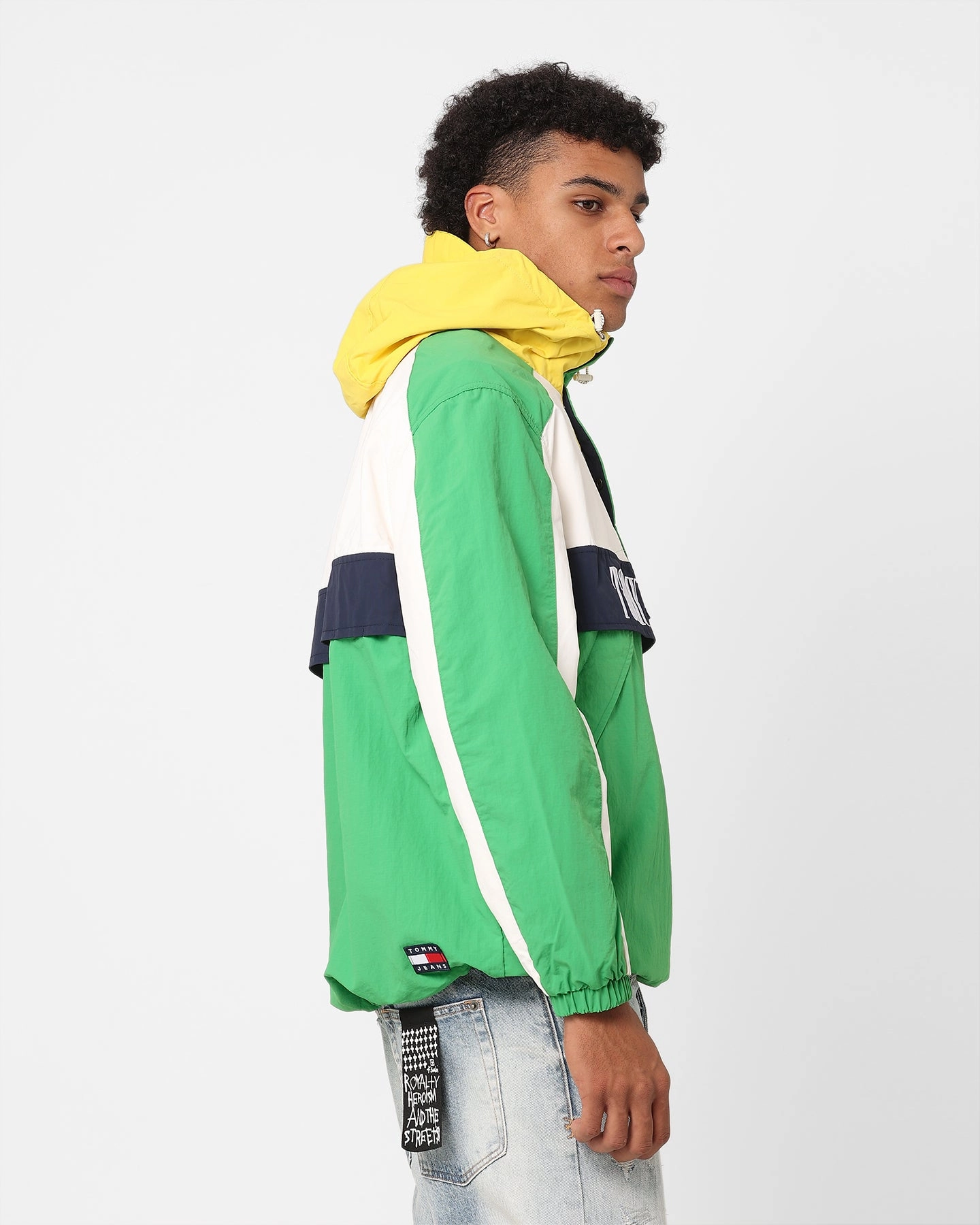 Tommy Jeans Oversized Chicago Archive Popover Windbreaker Jacket Coastal Green/Multi Illustrate Windproof Wear