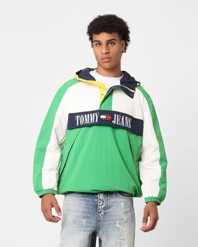 Tommy Jeans Oversized Chicago Archive Popover Windbreaker Jacket Coastal Green/Multi floral AntiPilling Surface Finish