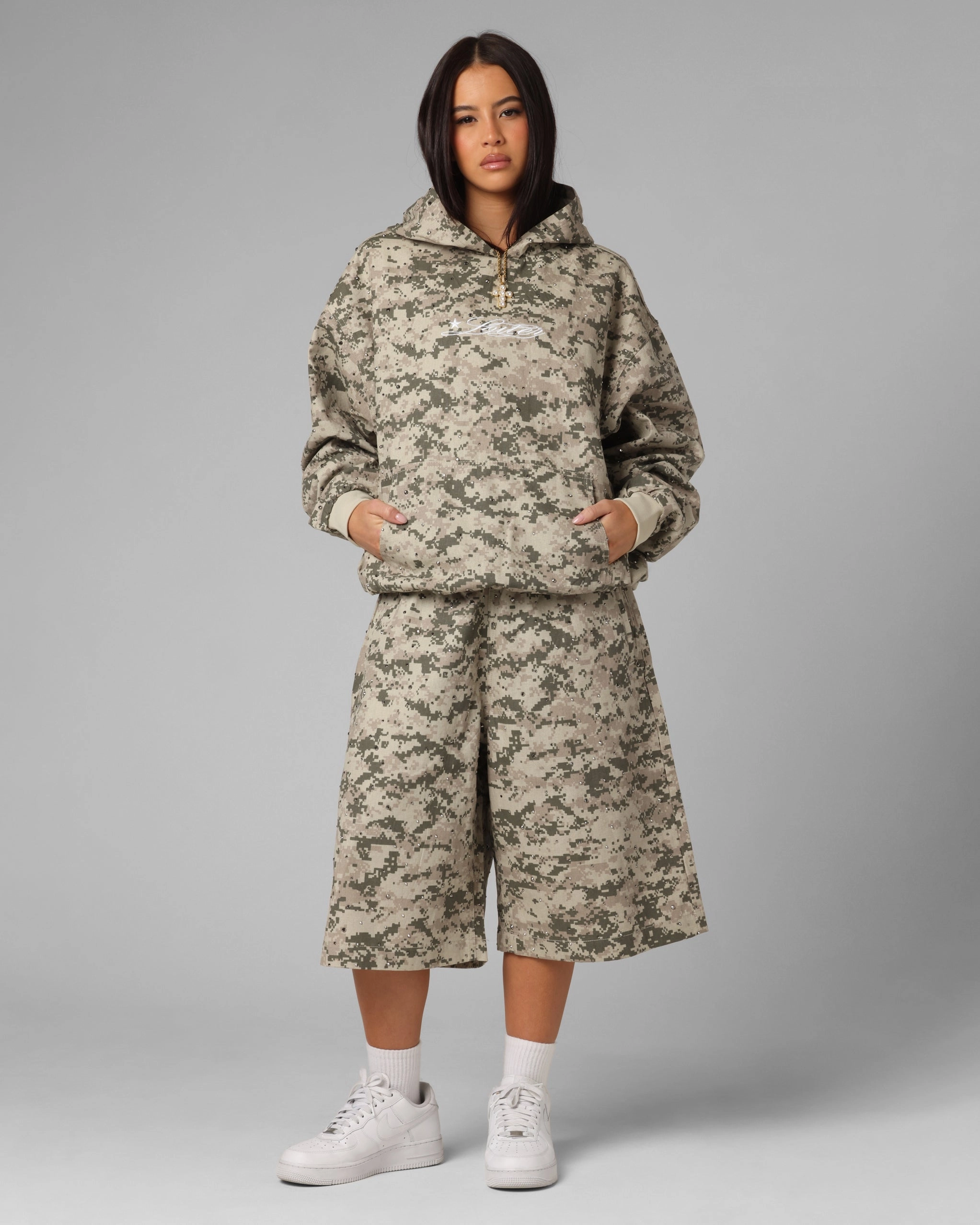 Airport Lounge Loiter Hail Storm Premium Hoodie Digi Camo