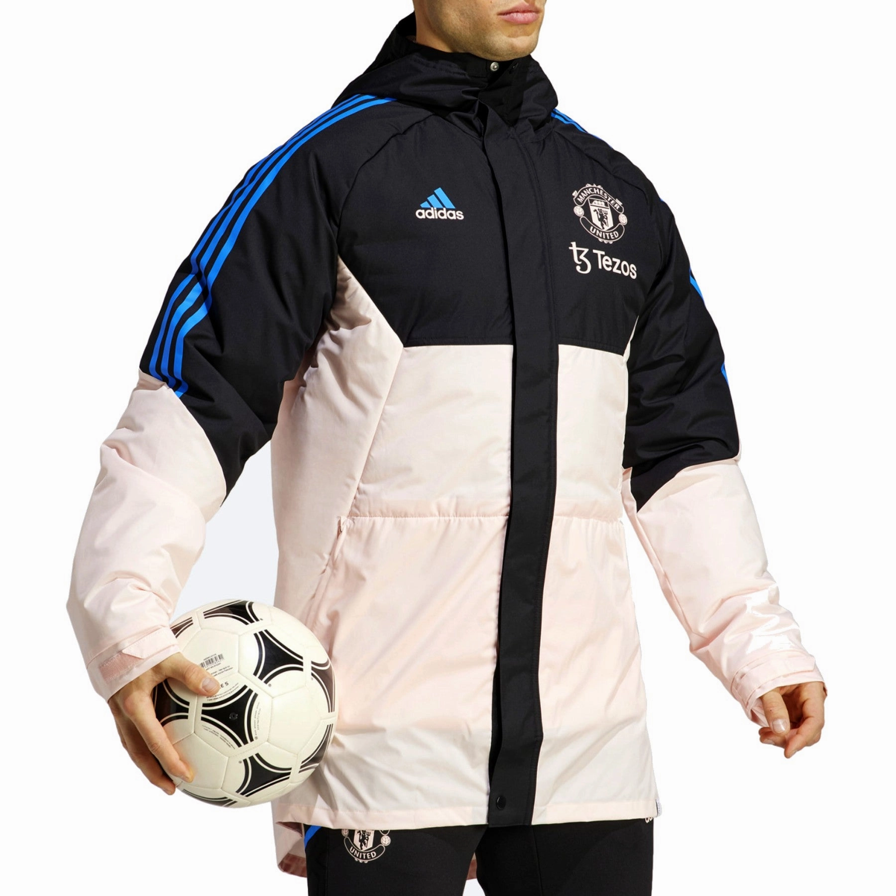 Manchester United Soccer parka down jacket 2023 pink/black - Adidas Carbon Fiber