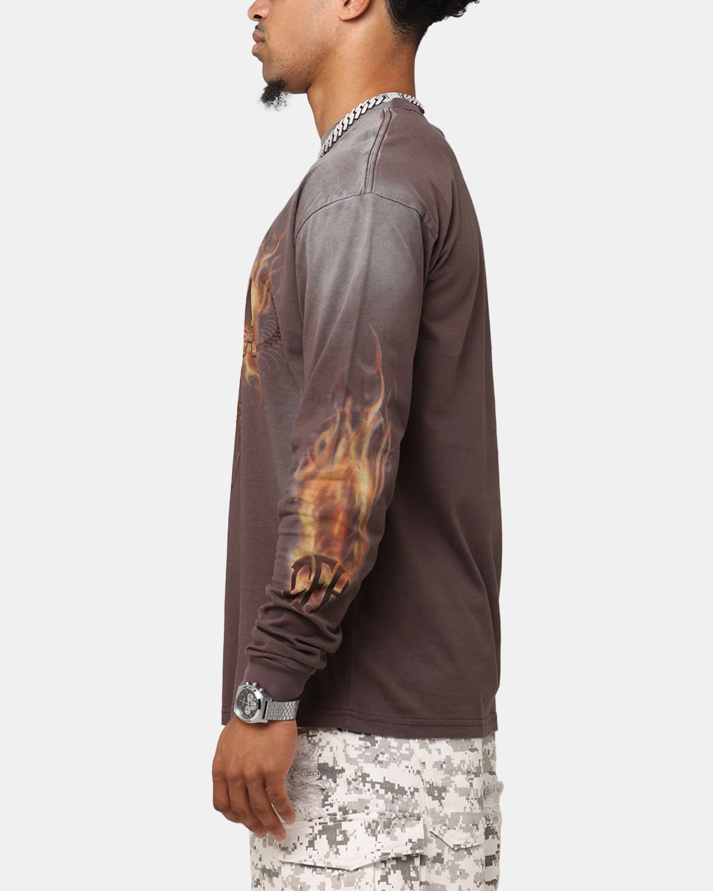 Pantera Pantera Vintage Long Sleeve T-Shirt Dark Brown Casual Style