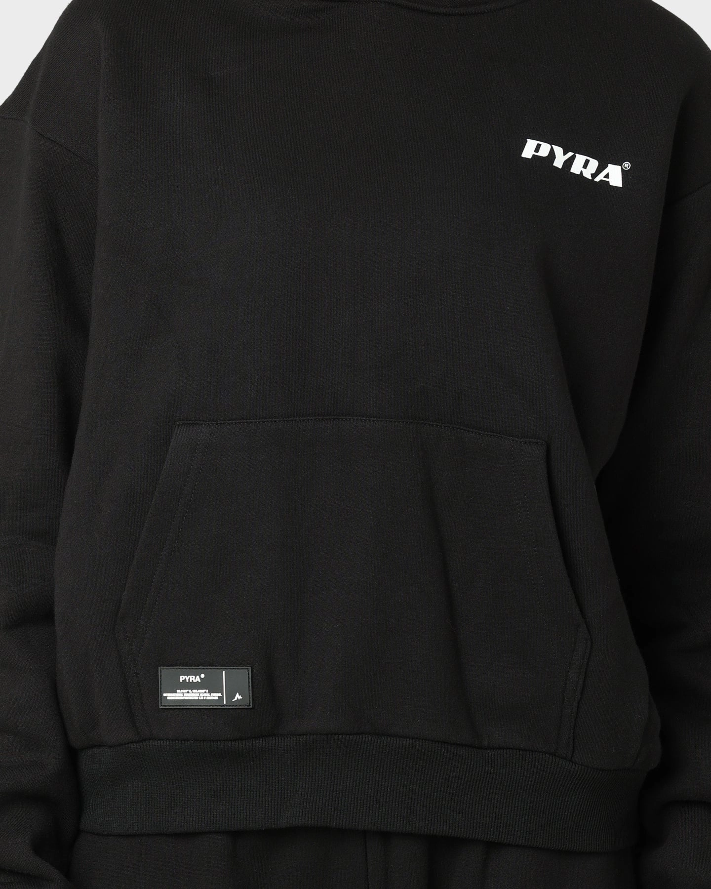 PYRA Women's Optimism Hoodie Black/White Brand Name Double Layered Edges