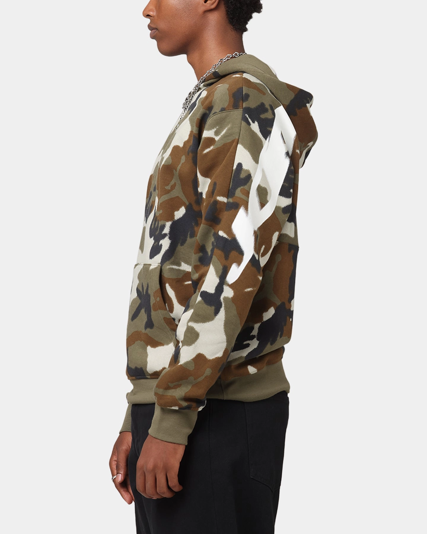 Rib Knit Hem Zip Up Style Jordan Jumpman MVP Statement Camo Pullover Hoodie Light Olive