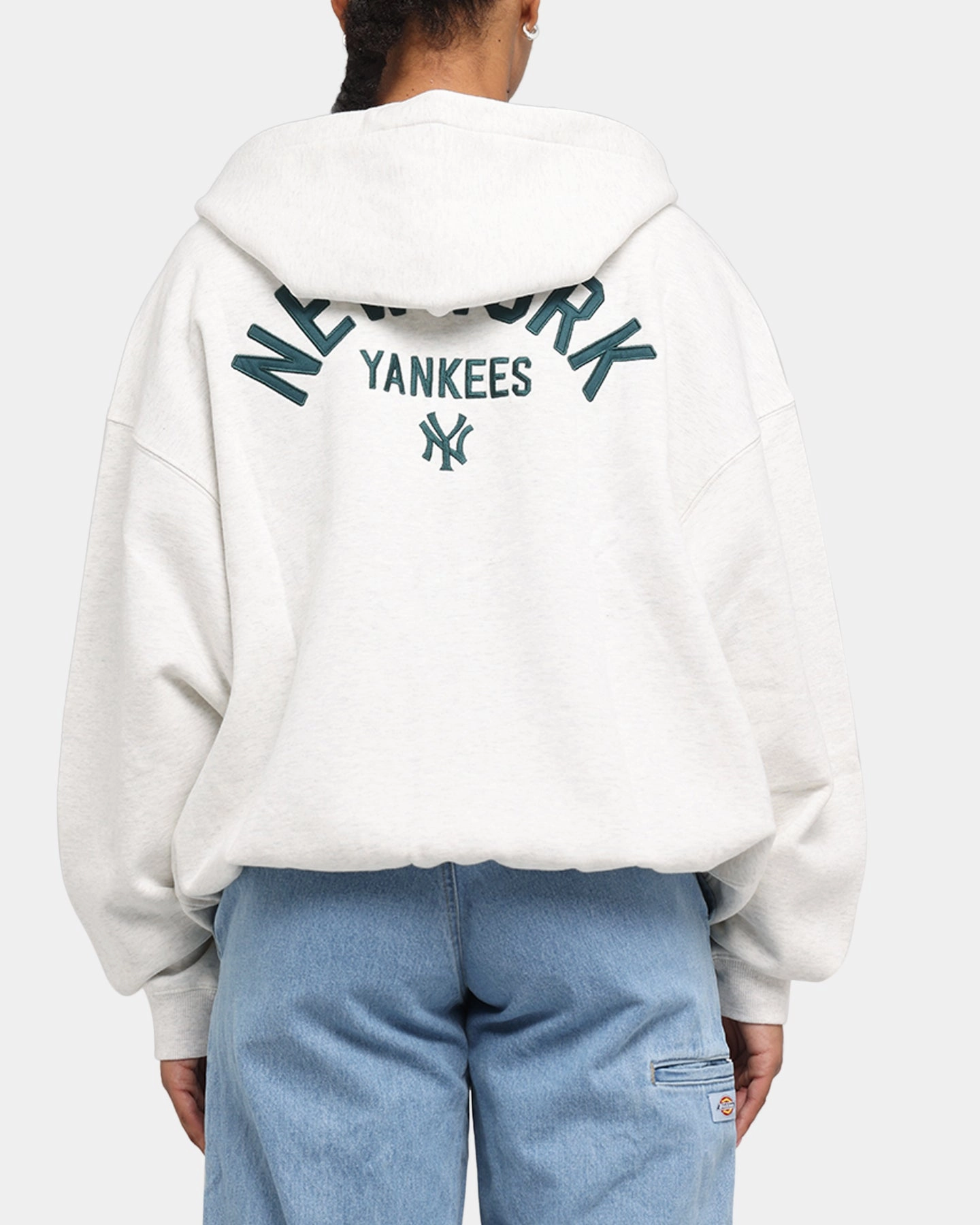 Majestic Athletic New York Yankees Arch FZ Boxy Hoodie White Marle Smooth Feel Contribute