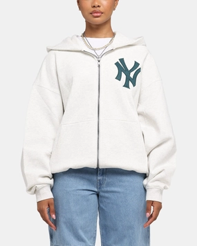 Reunion Sporty Design Majestic Athletic New York Yankees Arch FZ Boxy Hoodie White Marle