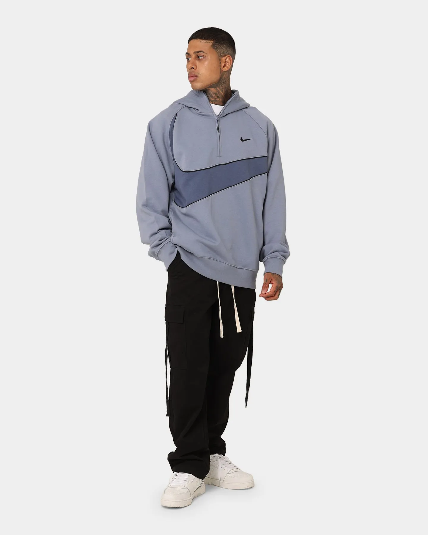 Nike Swoosh Fleece Half Zip Hoodie Ashen Slate Model