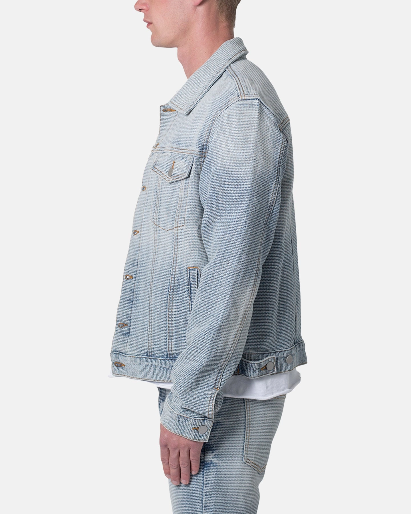 Eco - friendly MNML Western Crosshatch Trucker Denim Jacket Blue