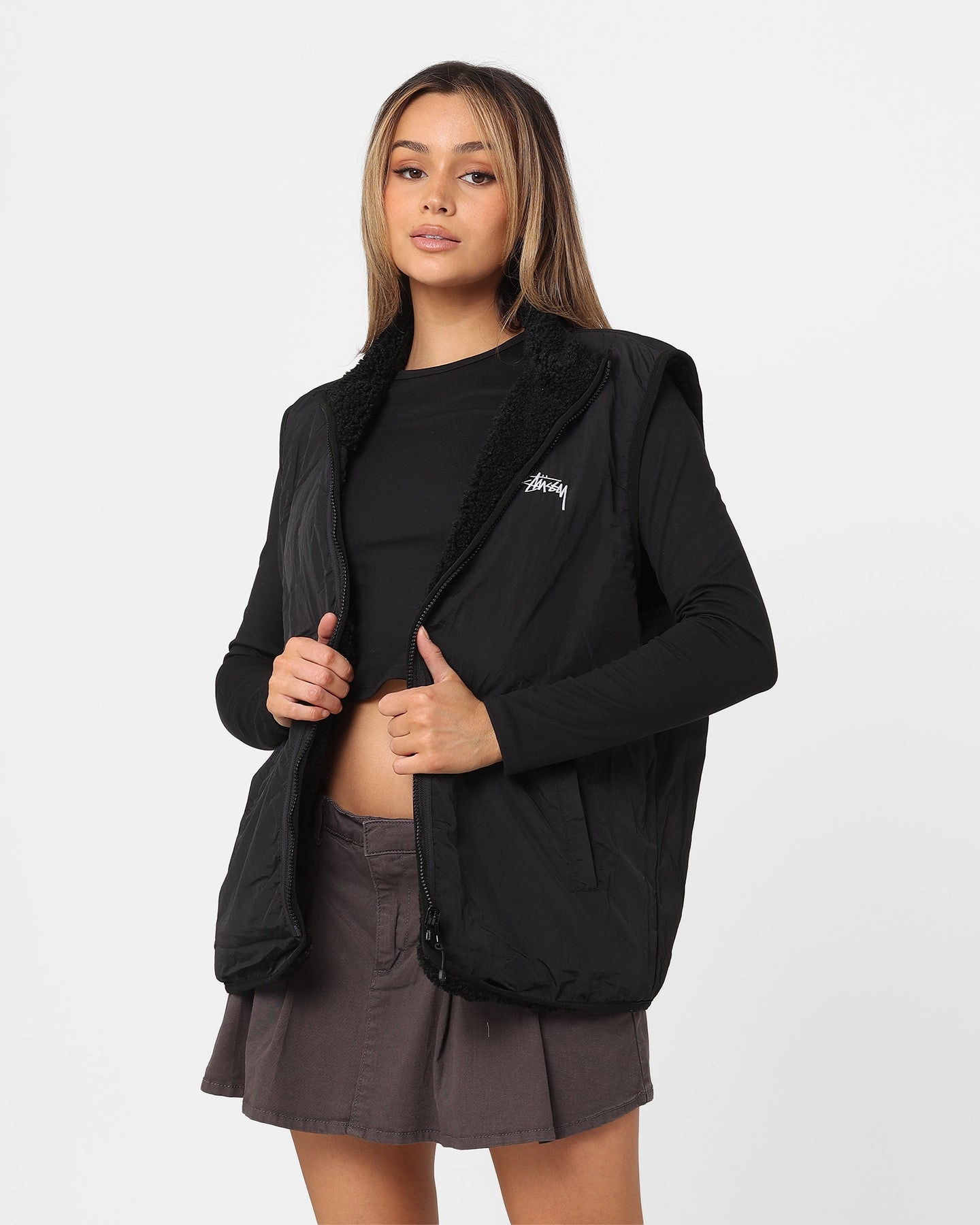Stussy Reversible Stock Sherpa Jacket Black Pendant Range