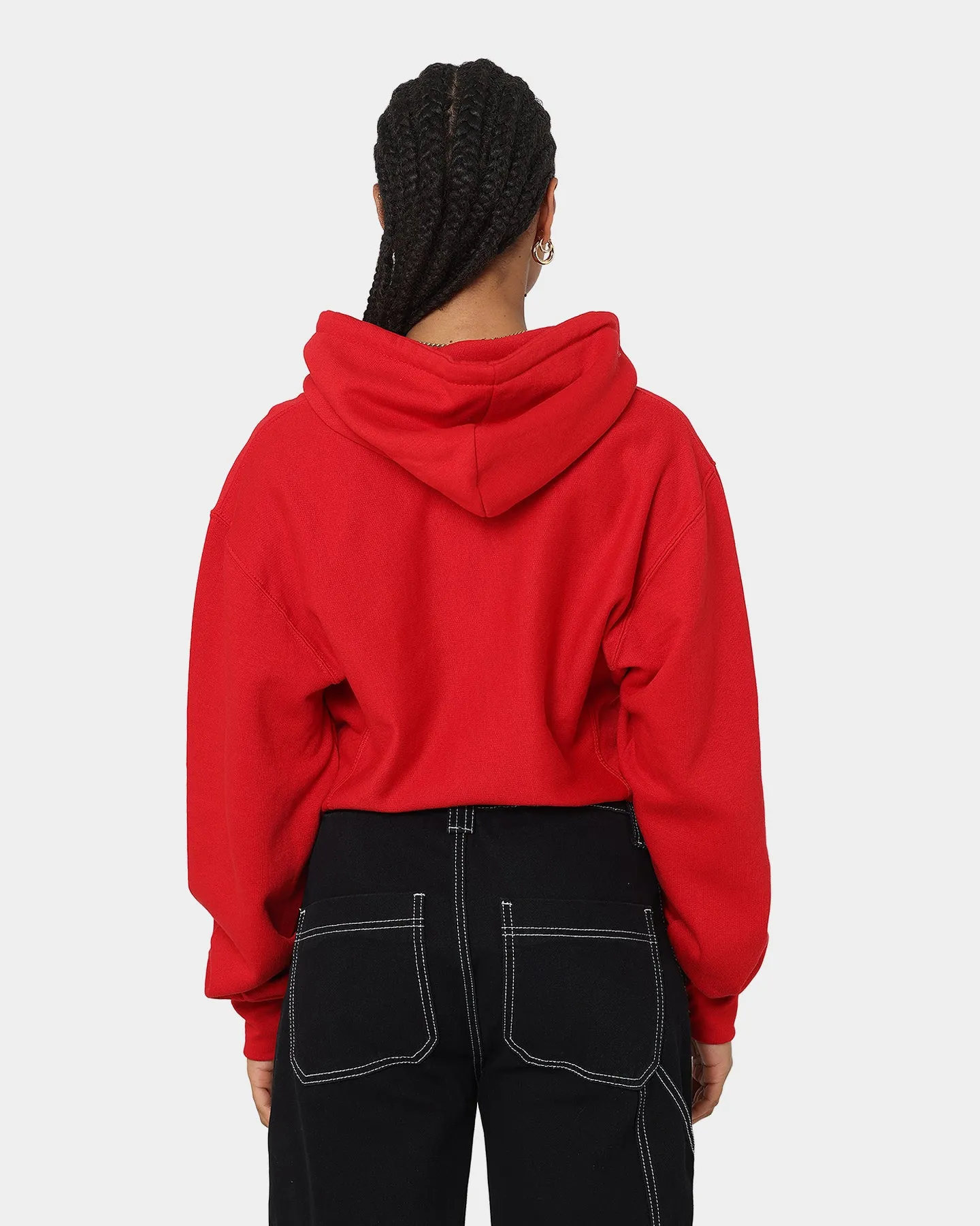Oil Non Irritating Seams Crooks & Castles Women's CC Logo Oversized Crop Hoodie Red