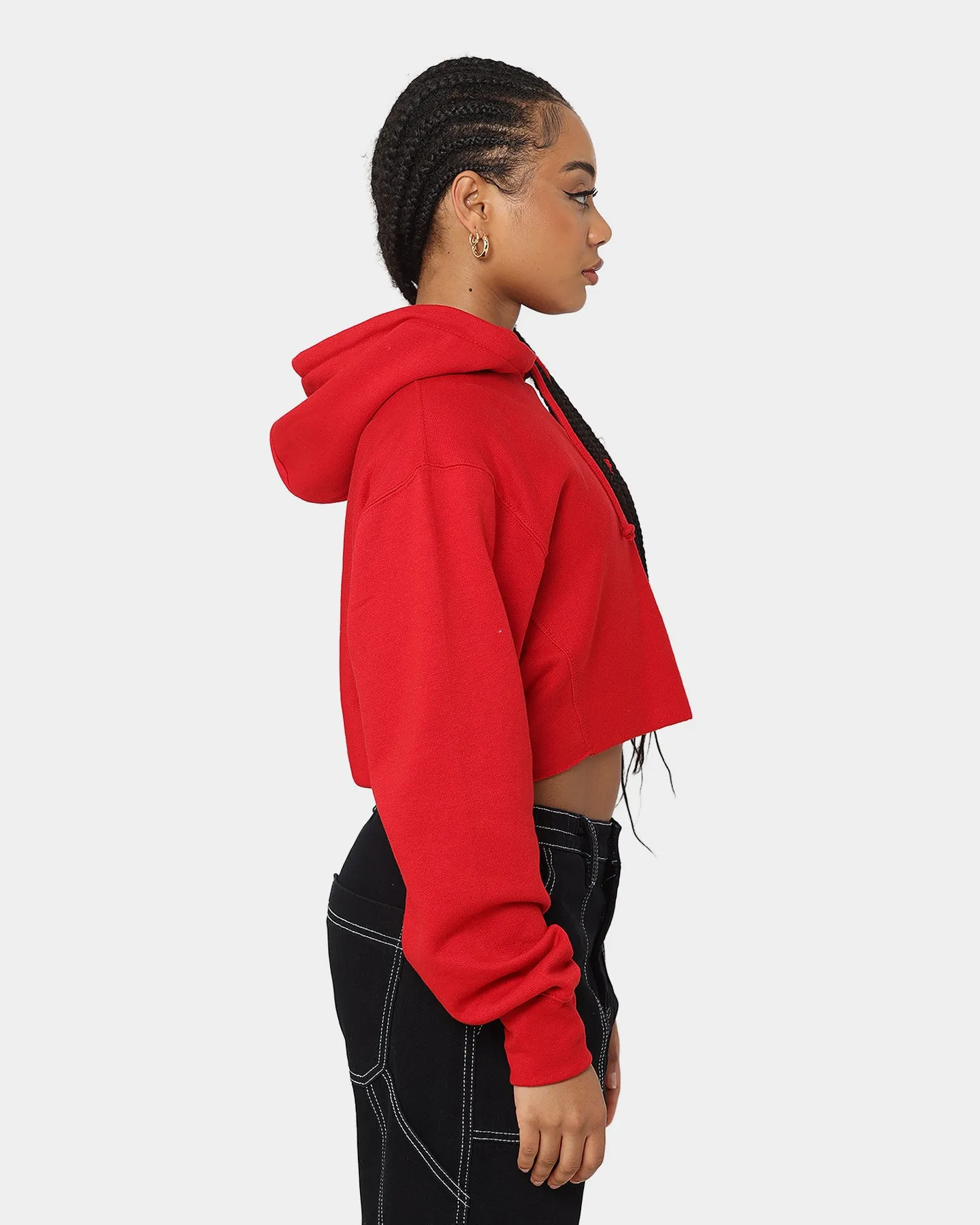 suitable for individual sports cold Crooks & Castles Women's CC Logo Oversized Crop Hoodie Red