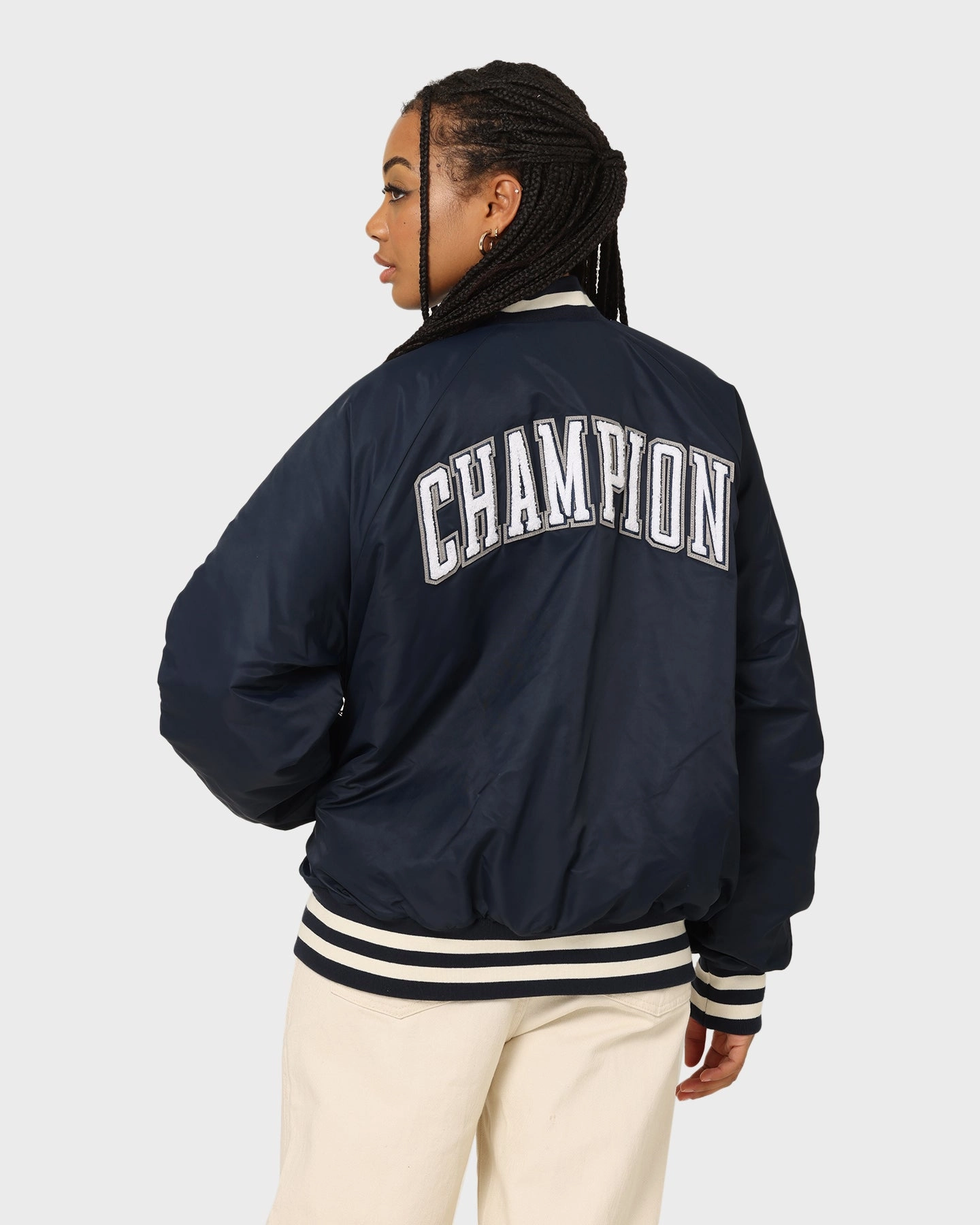 Champion Collegiate Heritage Letterman Jacket Navy morning
