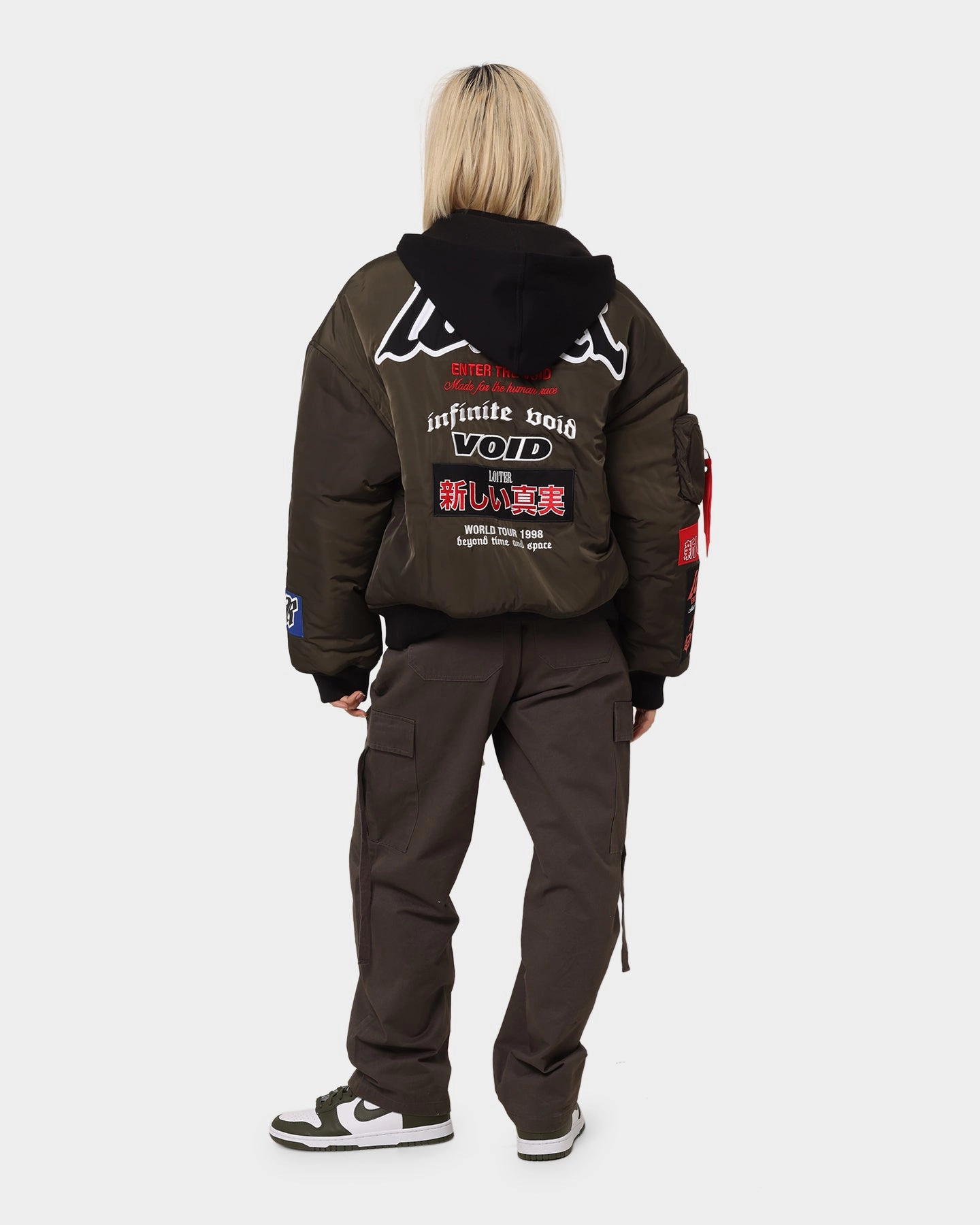 Pink Pendant Loiter Void Bomber Jacket Green