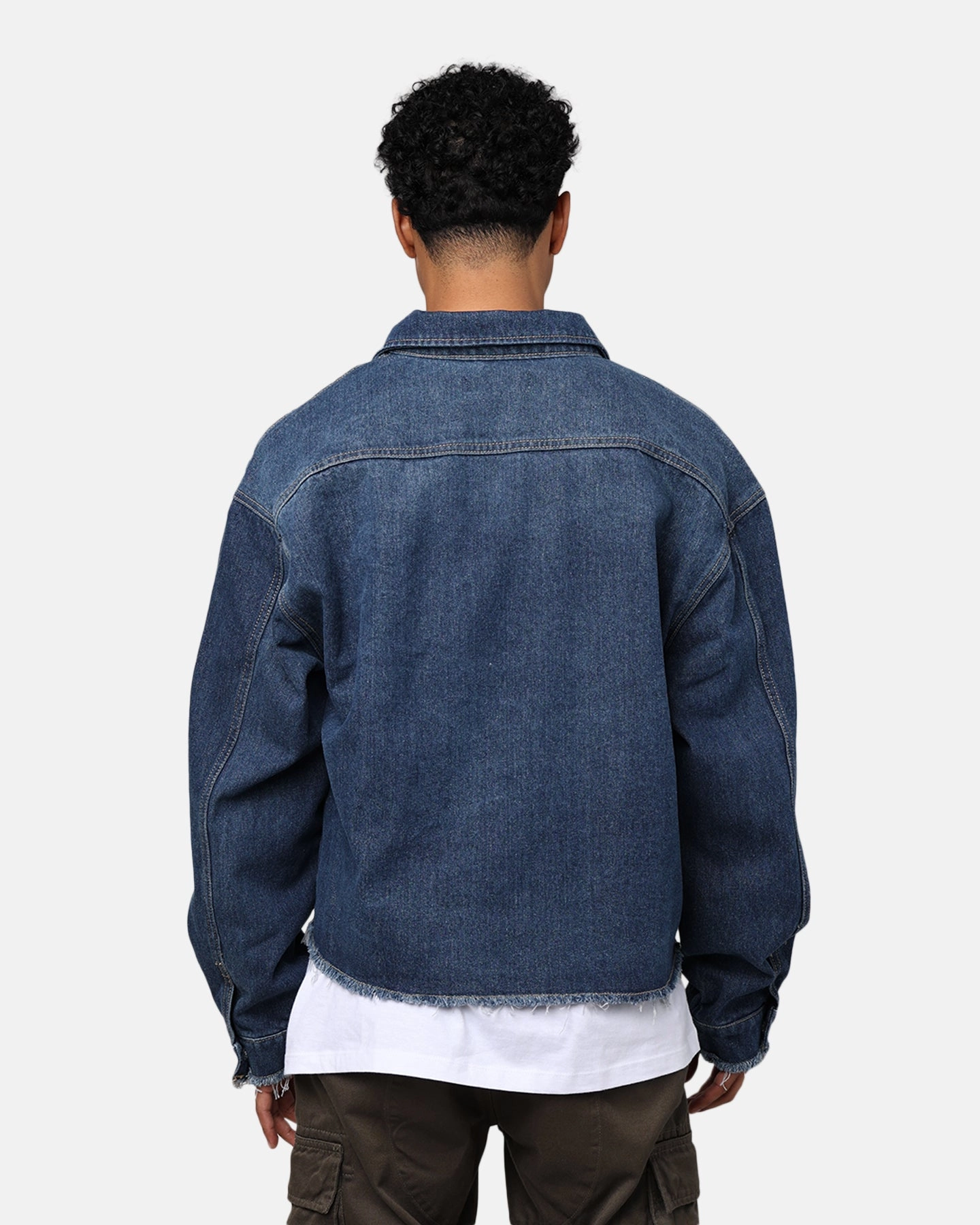 404 Cropped Denim Jacket Indigo Warning YKK Zipper