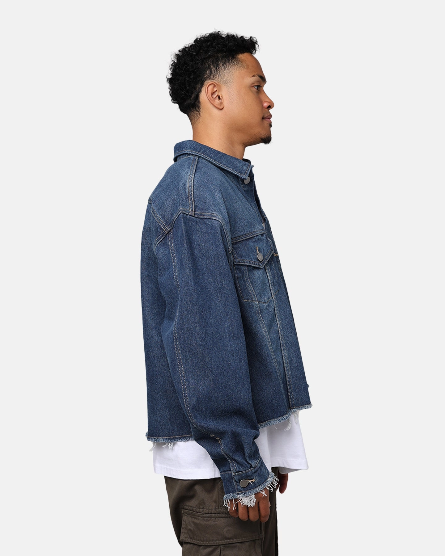 Solid Warm Weather Wear 404 Cropped Denim Jacket Indigo