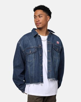 404 Cropped Denim Jacket Indigo Drop Hood Style