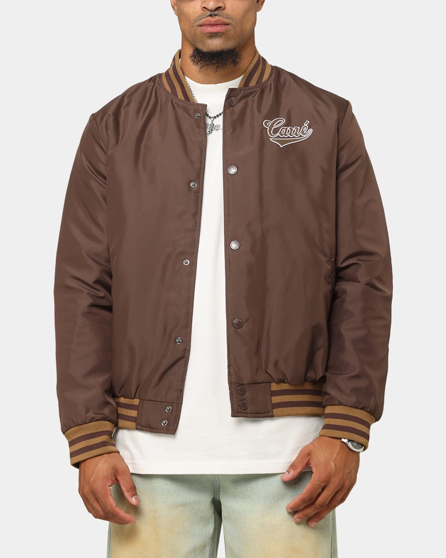 Carre Team Puffer Varsity Jacket Brown gift - giving option TailoredSilhouette