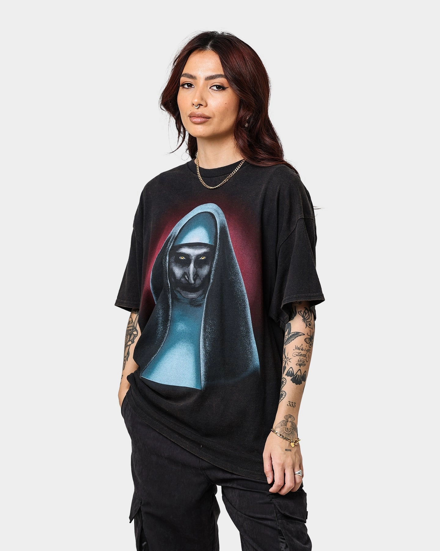 FlexibleKnit Layering Comfort Wear American Thrift The Nun Vintage T-Shirt Black Wash