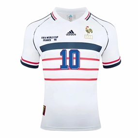 France 1998 World Cup Away Jersey Zidane 10 Stretch Fit Fabric