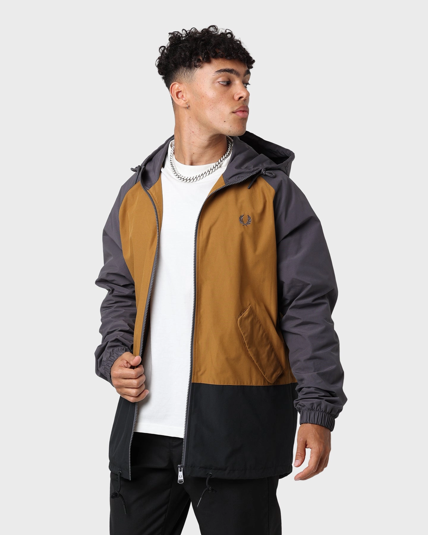 Fred Perry Colour Block Sailing Jacket Gunmetal Philanthropy Smooth Gliding Liners