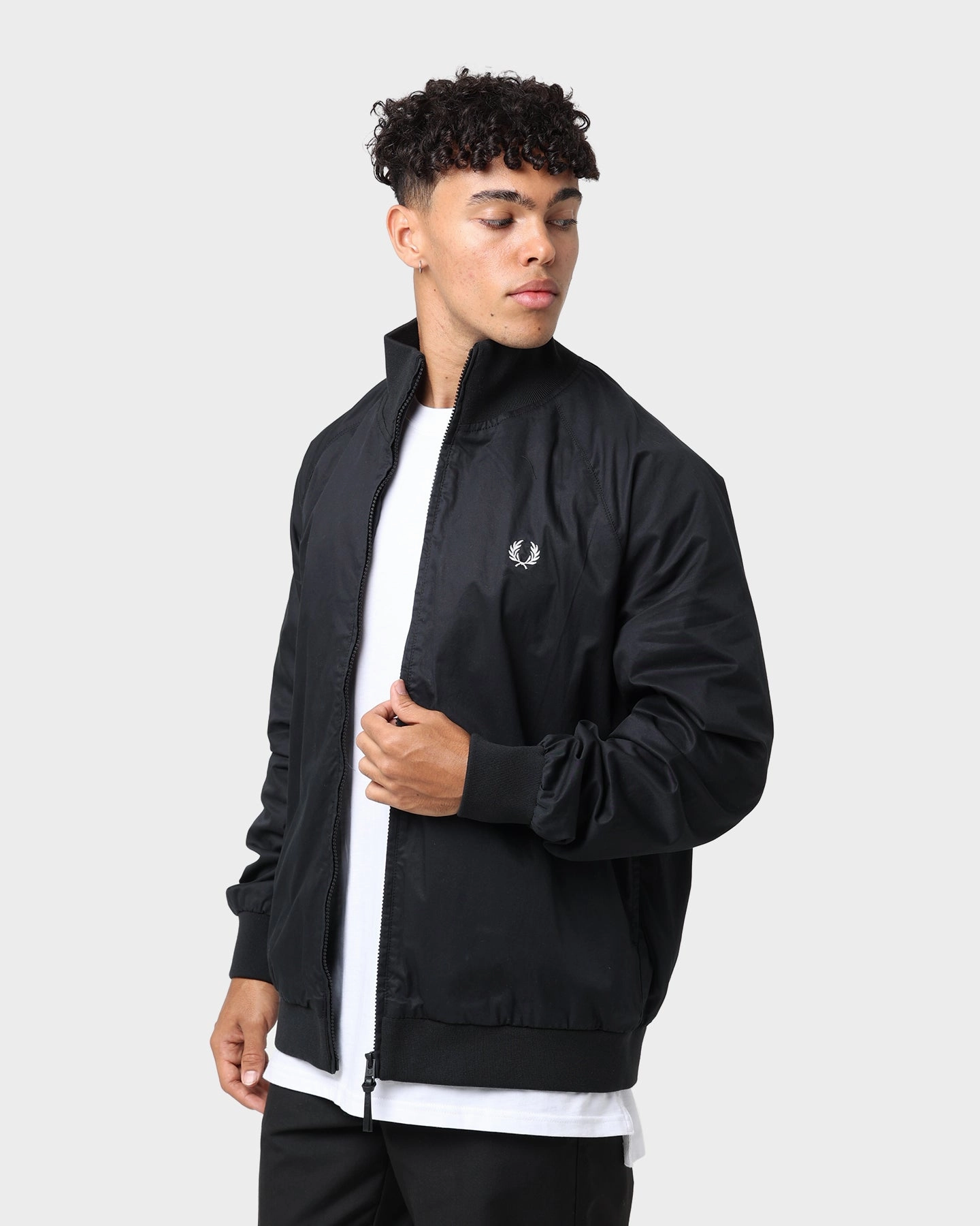 Multi Pocket Design Fred Perry Graphic Print Zip Through Jacket Black