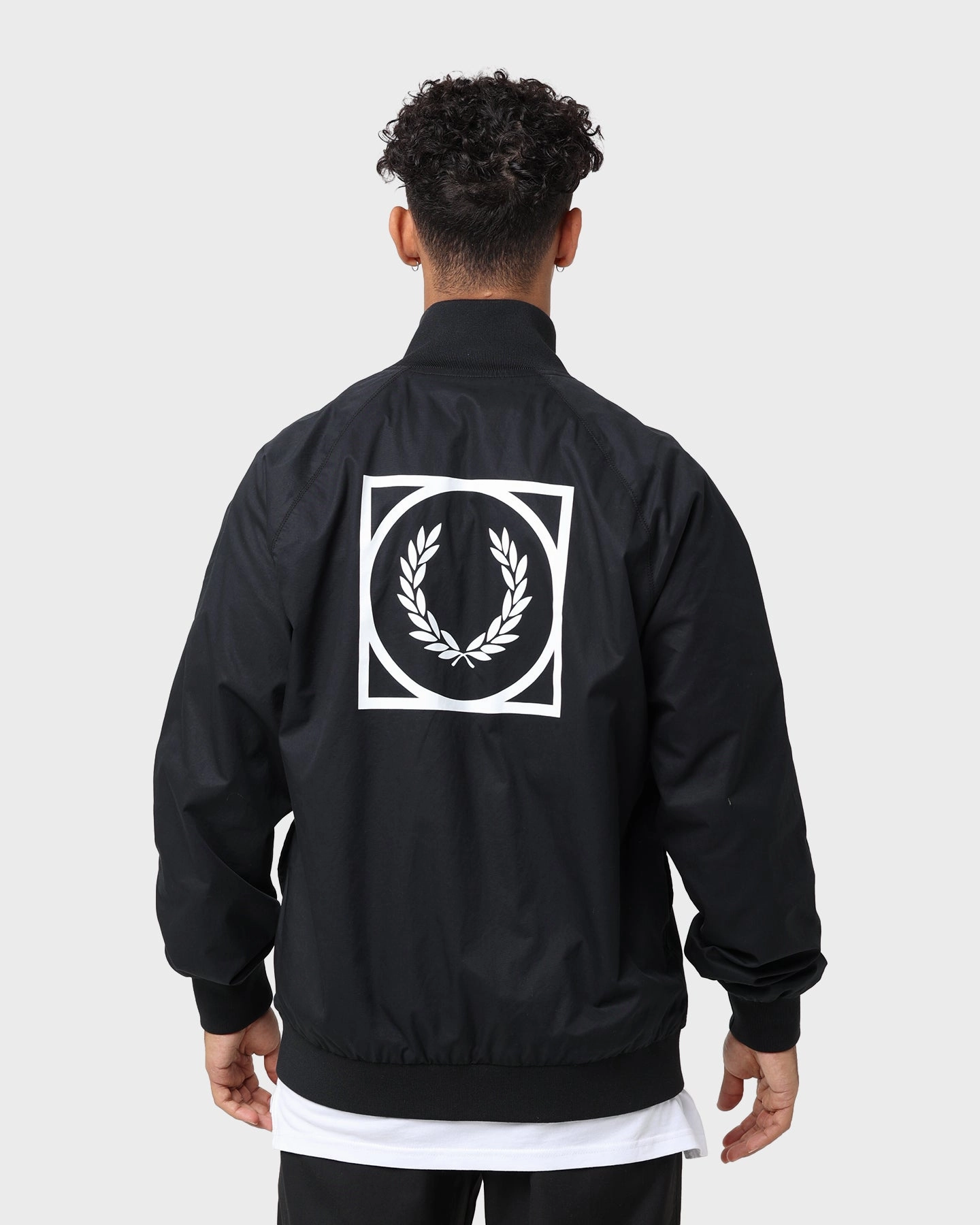 Show Fred Perry Graphic Print Zip Through Jacket Black
