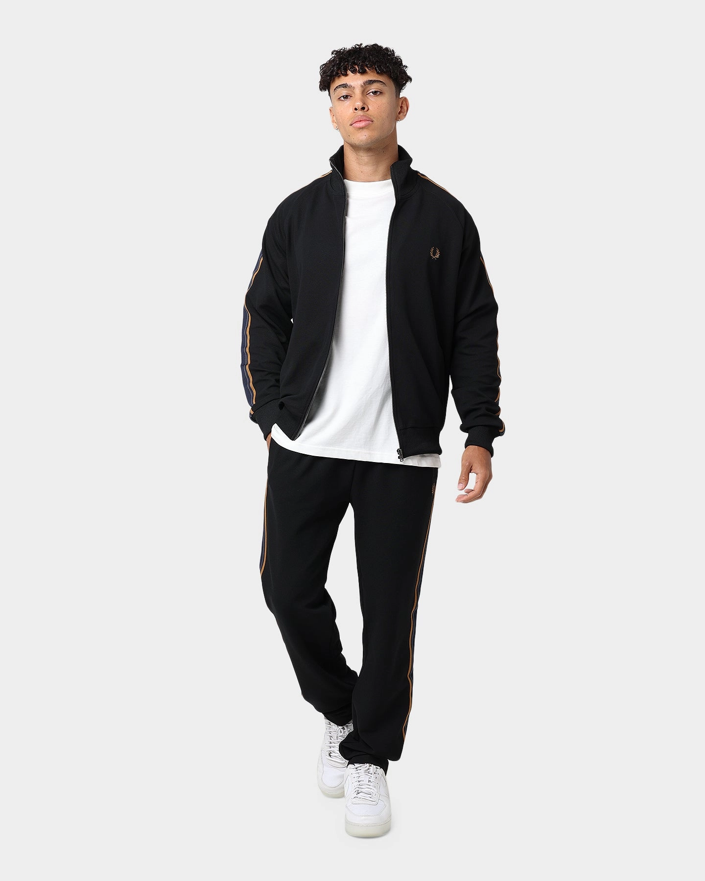 Stretchable Fred Perry Medal Tape Track Jacket Black