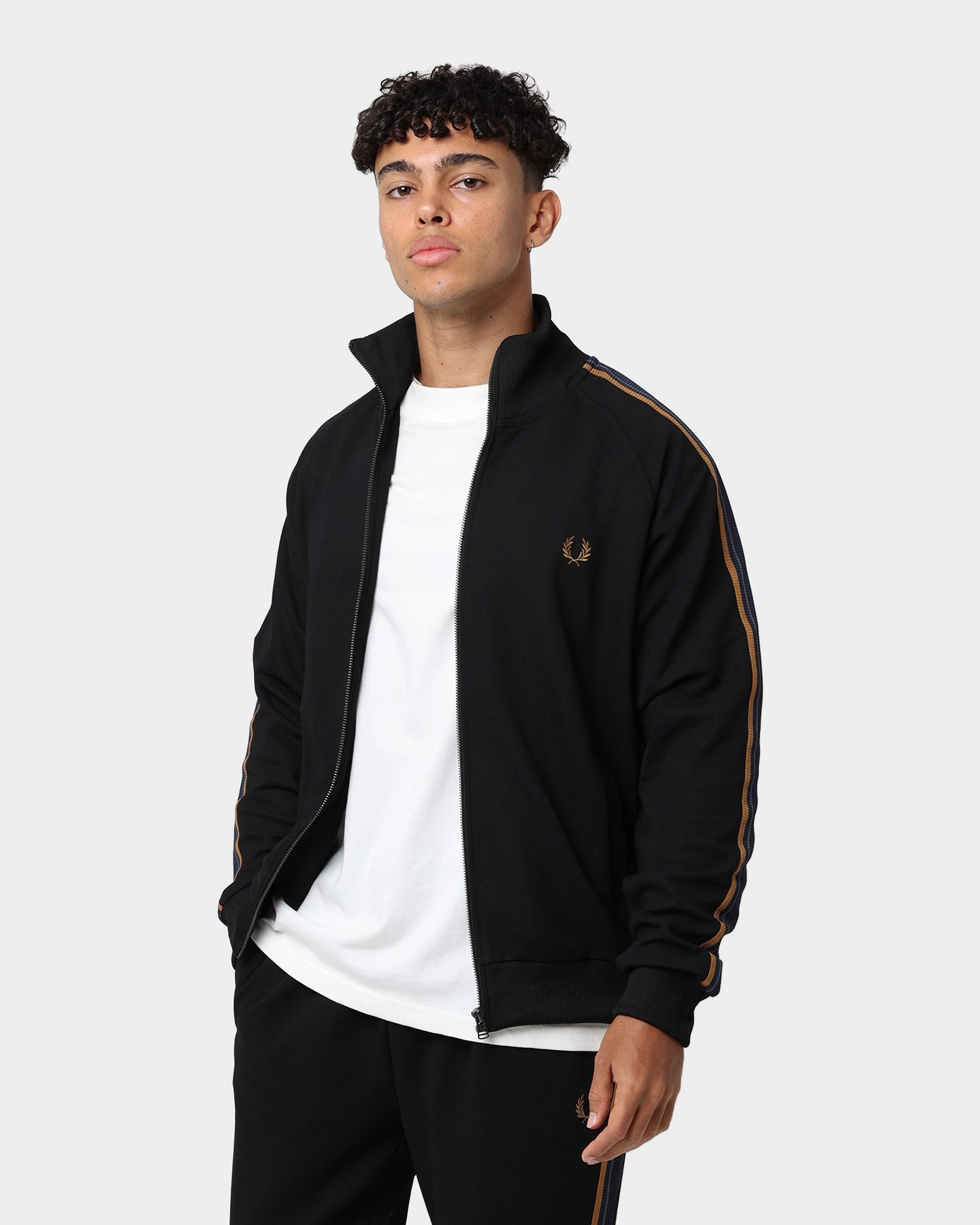 Heavy Duty Hardware Fred Perry Medal Tape Track Jacket Black