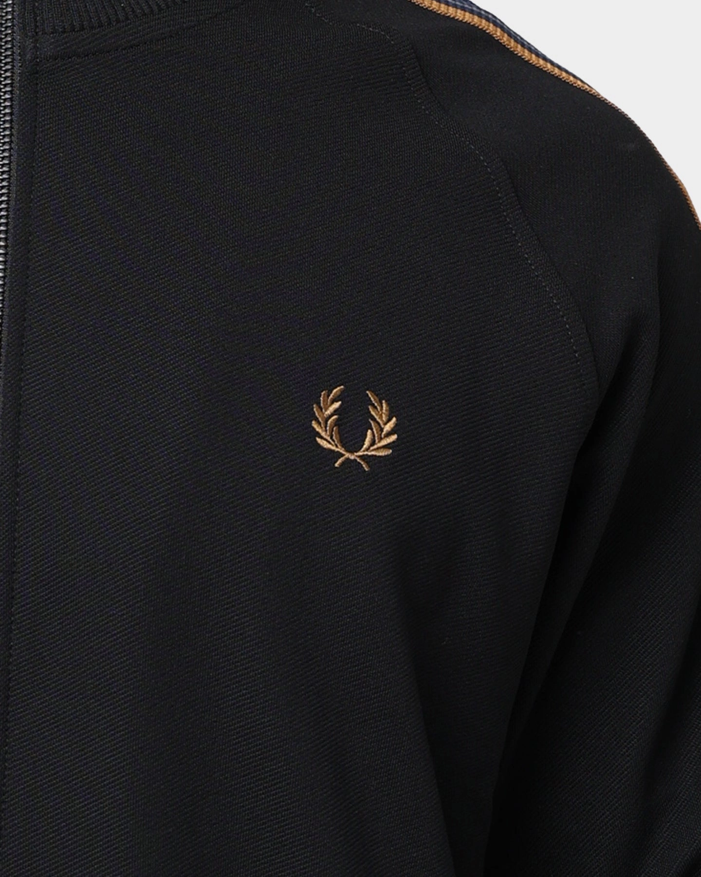 Fred Perry Medal Tape Track Jacket Black Wrinkle Resistant Material Time