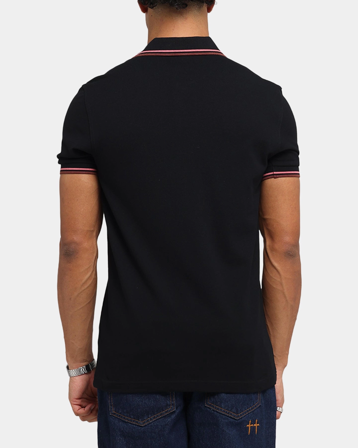 Tapered Armhole Design Fred Perry Twin Tipped Polo Shirt Black