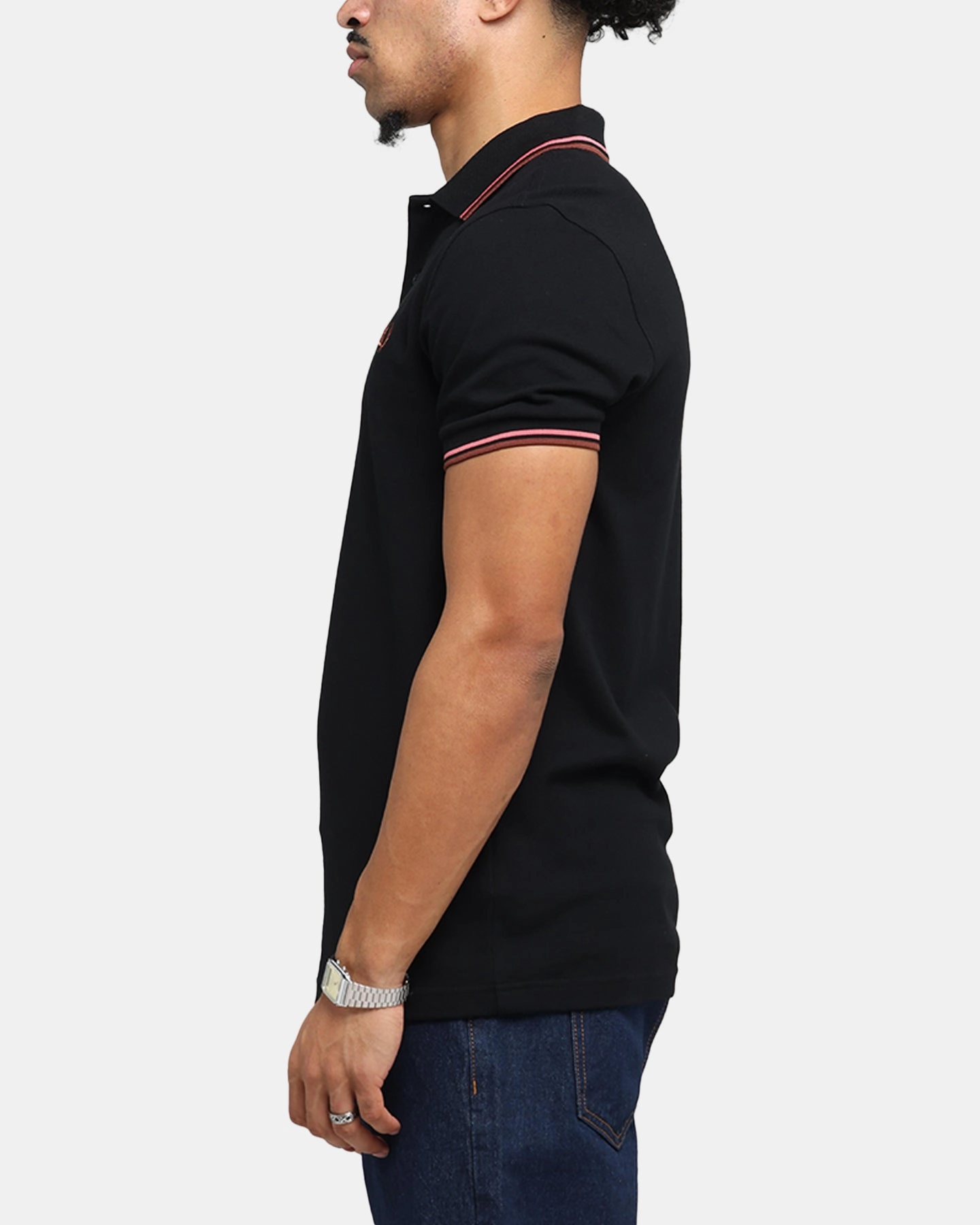 Fred Perry Twin Tipped Polo Shirt Black Stylish Neckline
