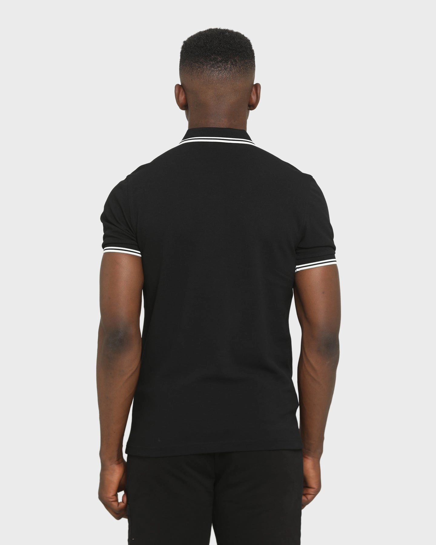 Fred Perry Twin Tipped Polo Shirt Black/White/White Business Ready NonRestrictive Shoulder Design
