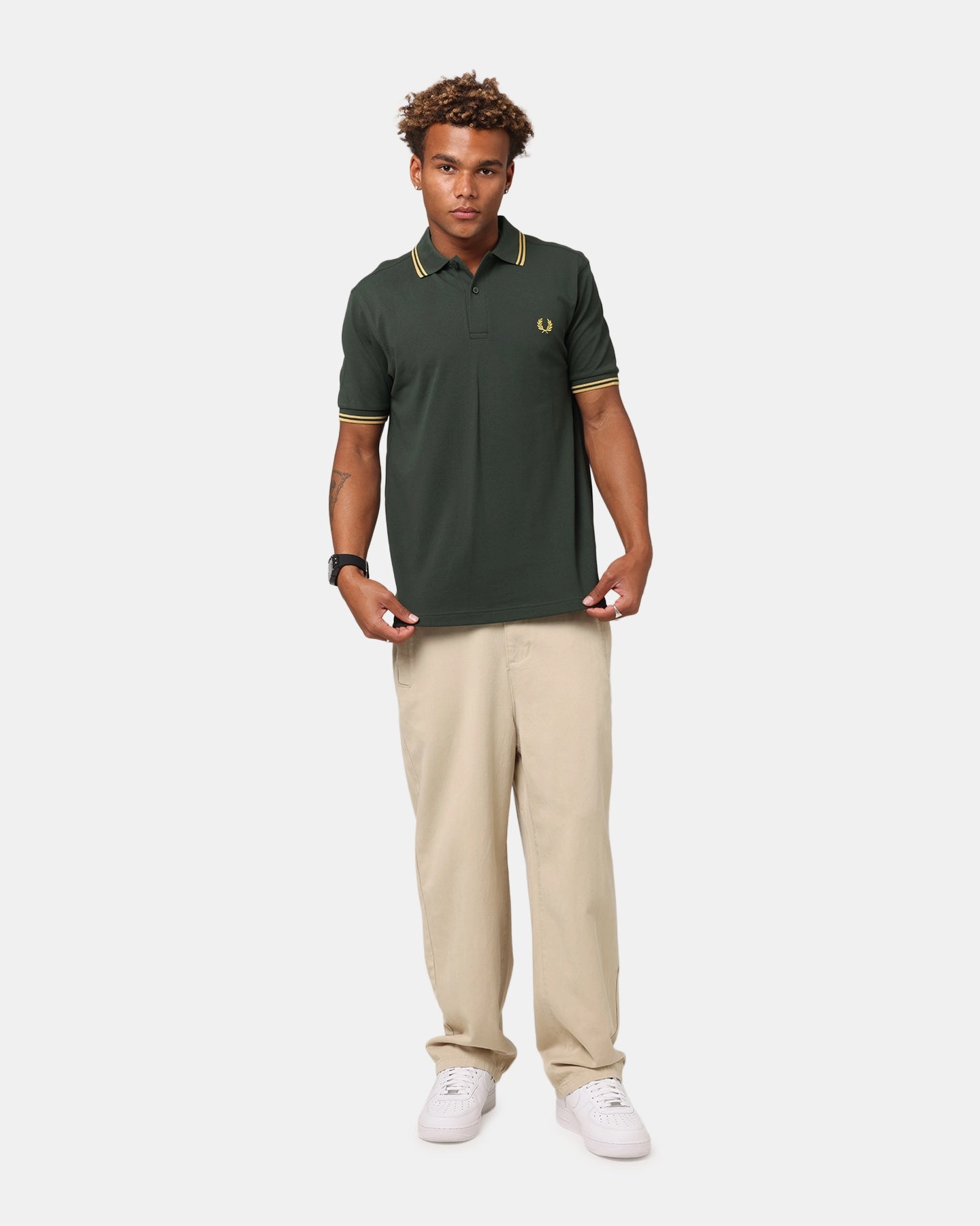 Minimalist Design Corporate Event Fred Perry Twin Tipped Polo Shirt Green