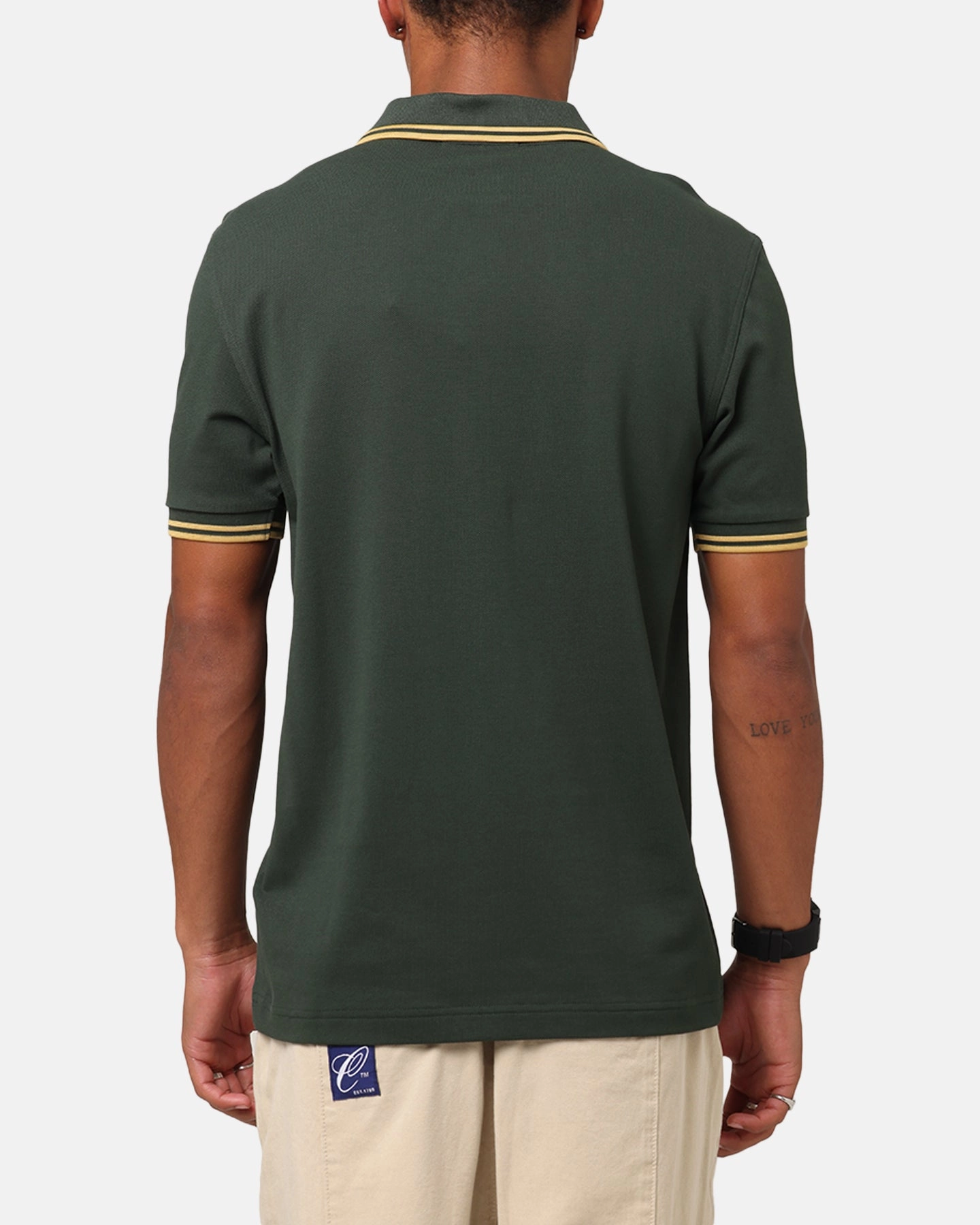 Fred Perry Twin Tipped Polo Shirt Green Cotton Blend