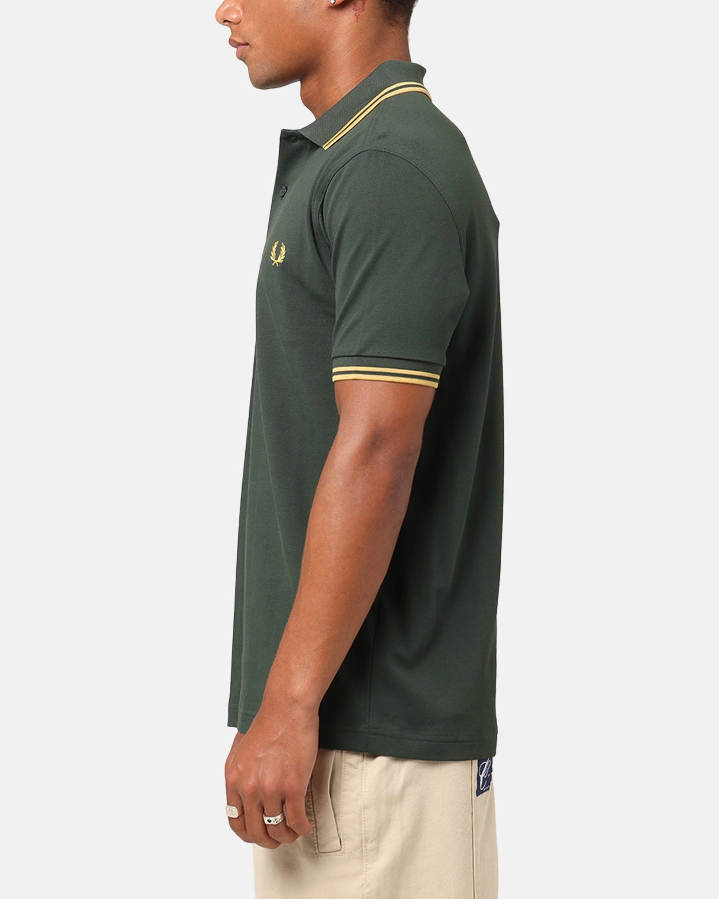 Stylish Collar Weekend Brunch Fred Perry Twin Tipped Polo Shirt Green