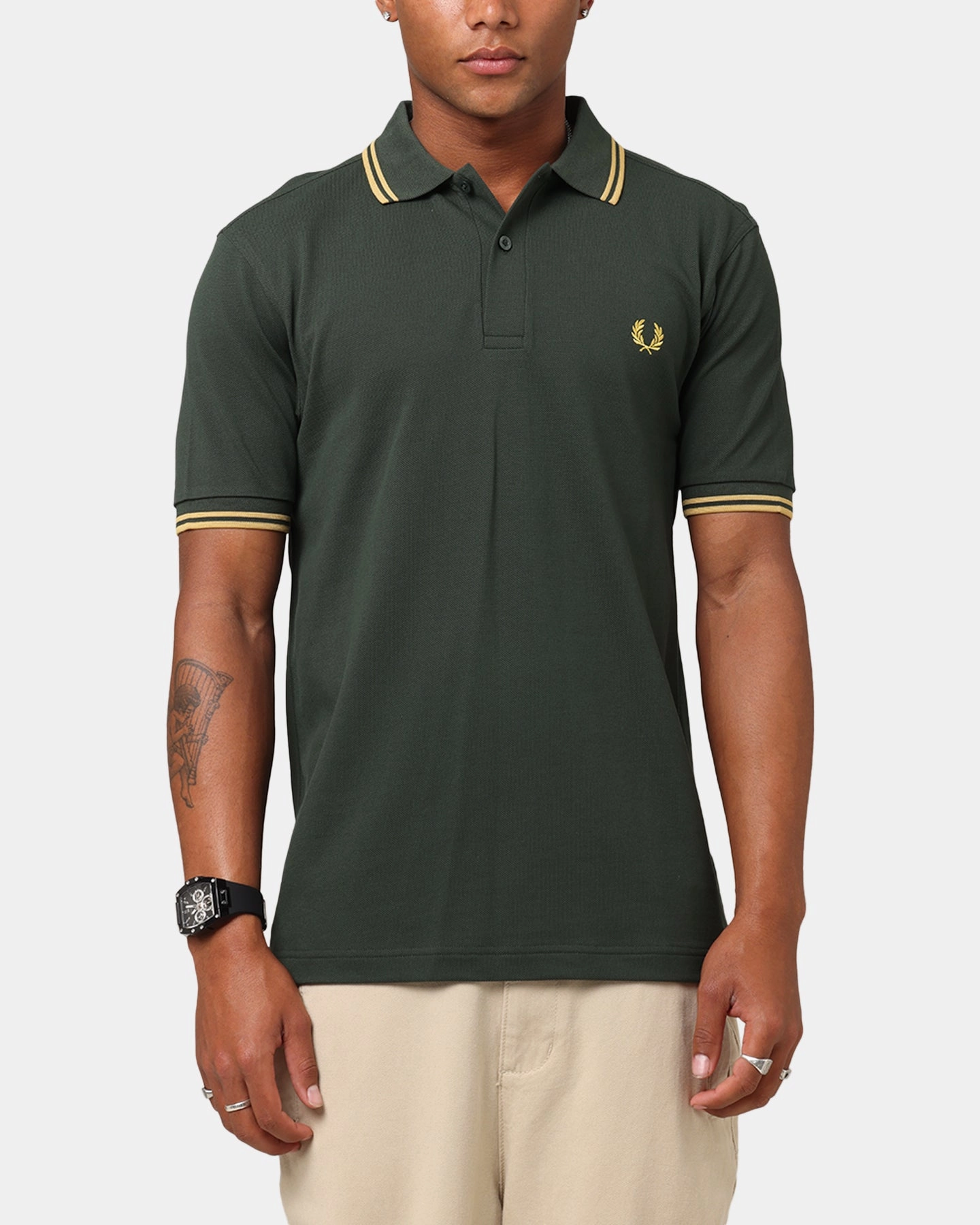 Golf Apparel Breathable Shirt Fred Perry Twin Tipped Polo Shirt Green