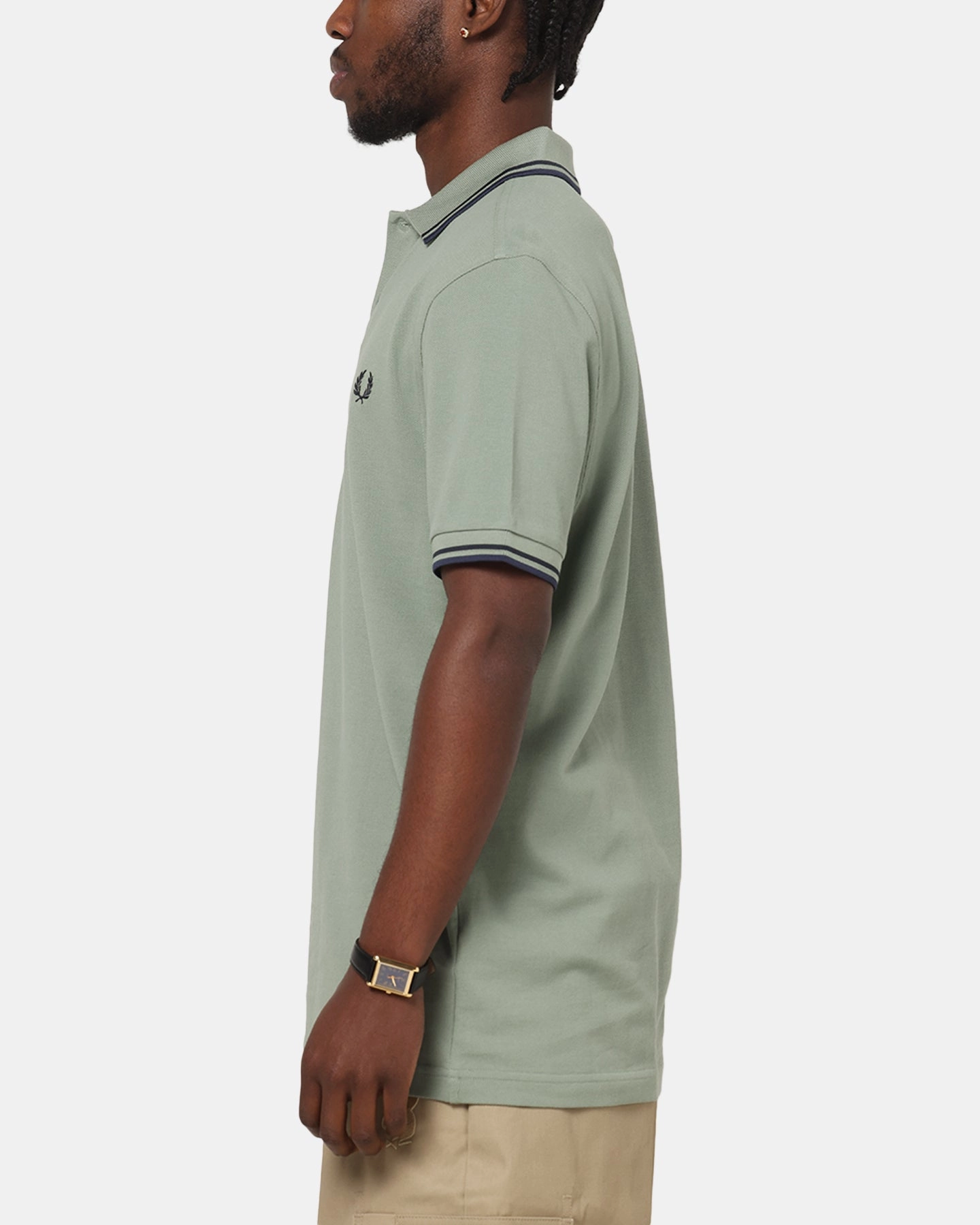 Breathable Underarm Vents Fred Perry Twin Tipped Polo Shirt Green
