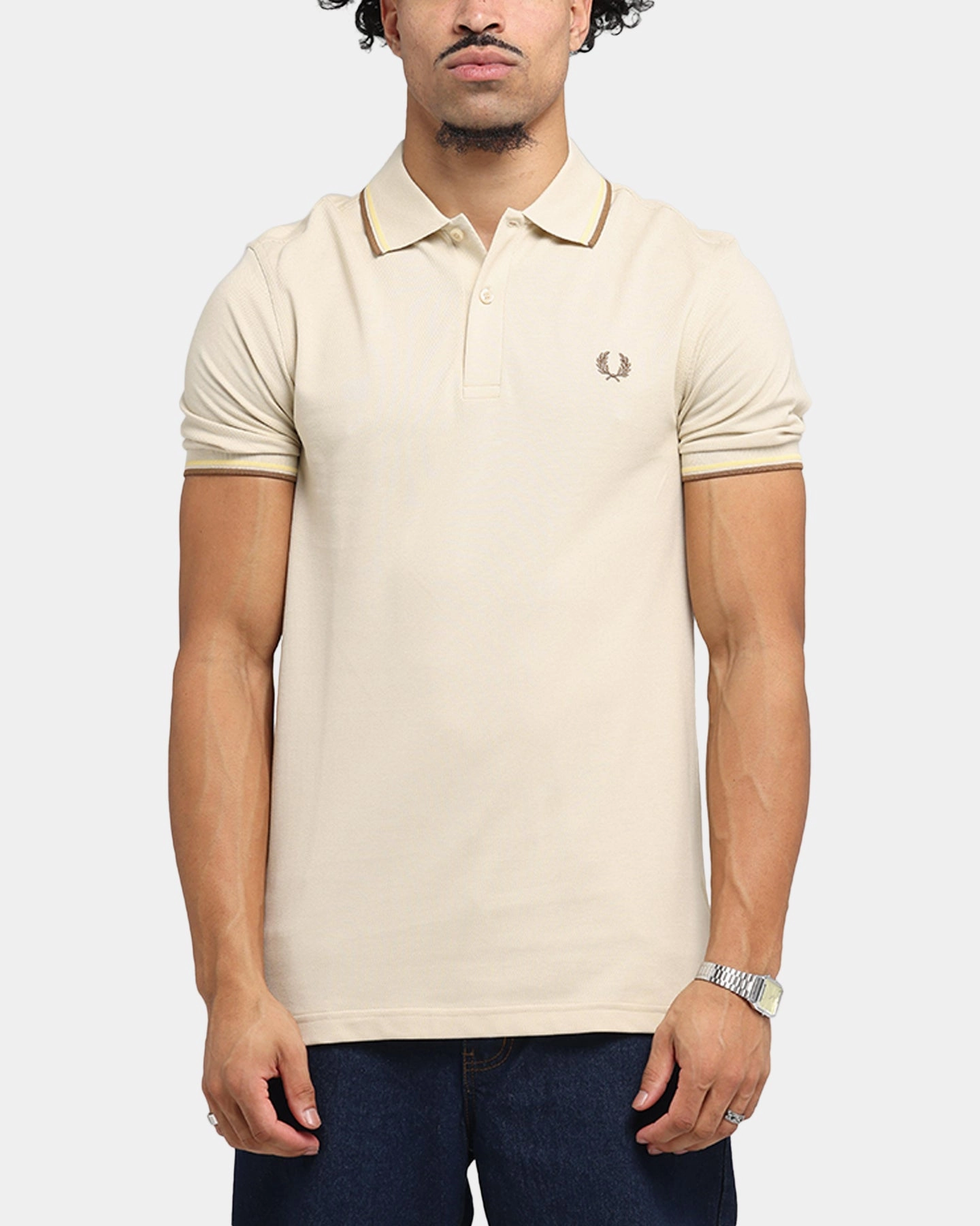Smart Casual Slim Tailored Fred Perry Twin Tipped Polo Shirt Oat