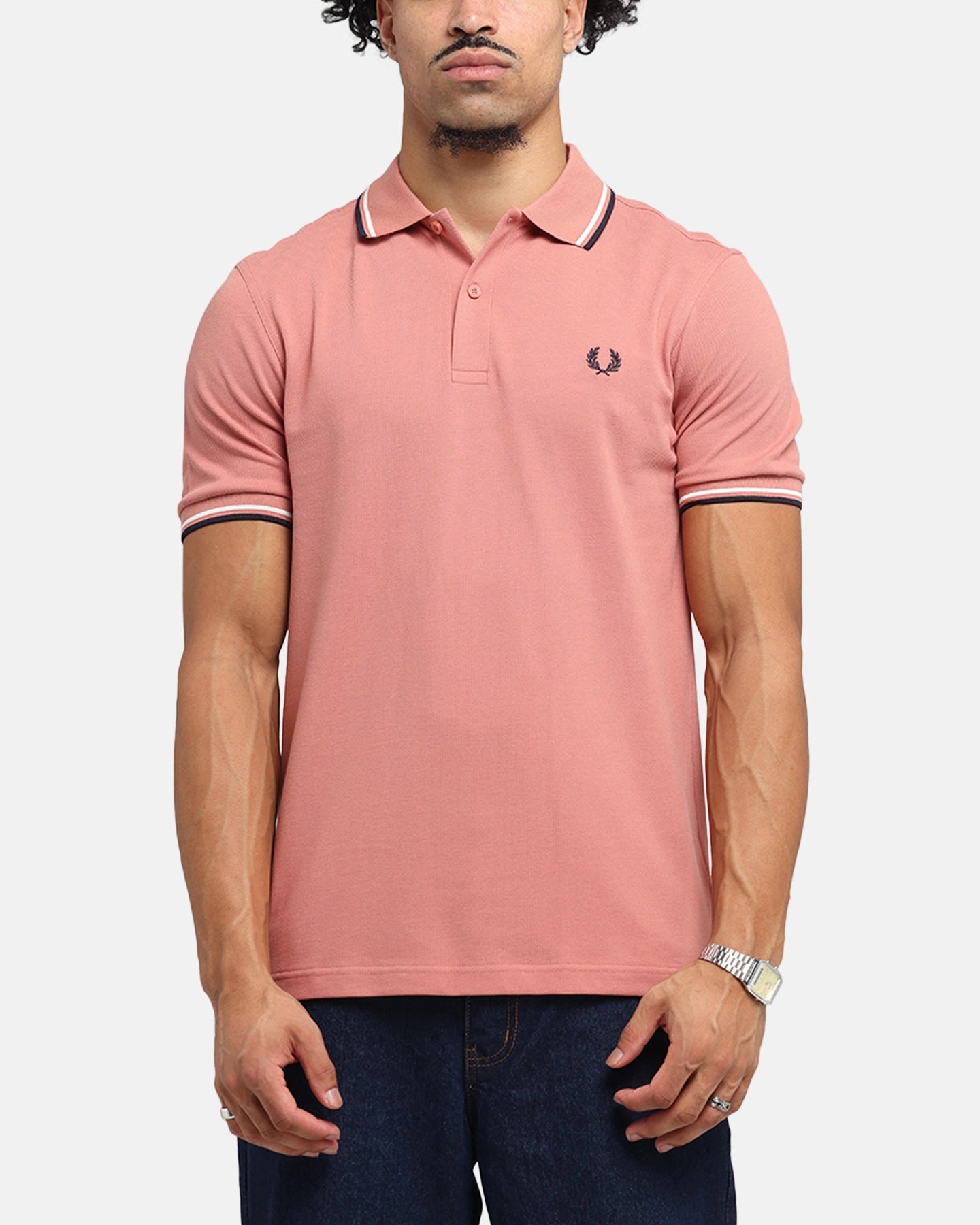 Lightweight Weave Comfort Fit Fred Perry Twin Tipped Polo Shirt Pink