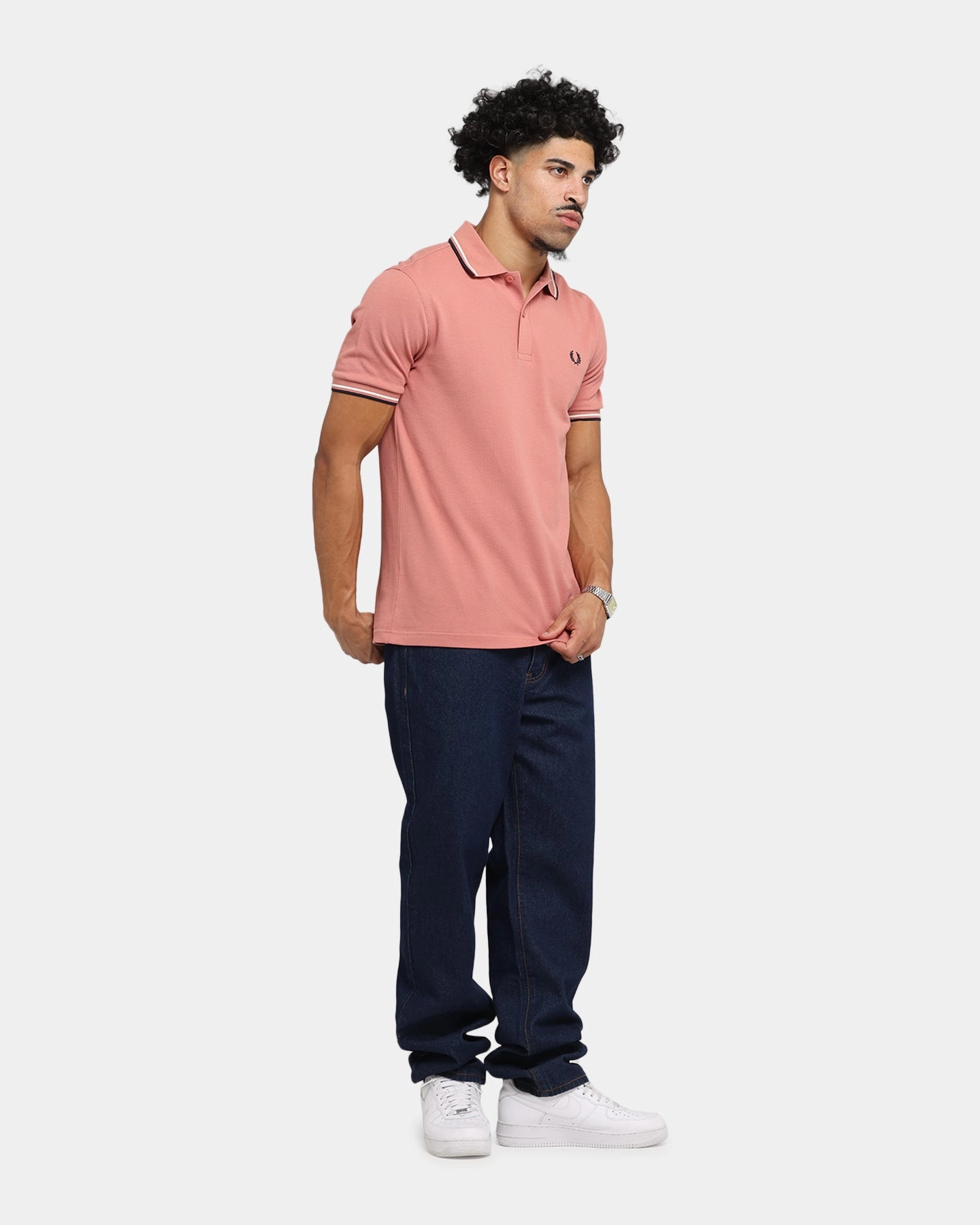 Fred Perry Twin Tipped Polo Shirt Pink Relaxed Collar