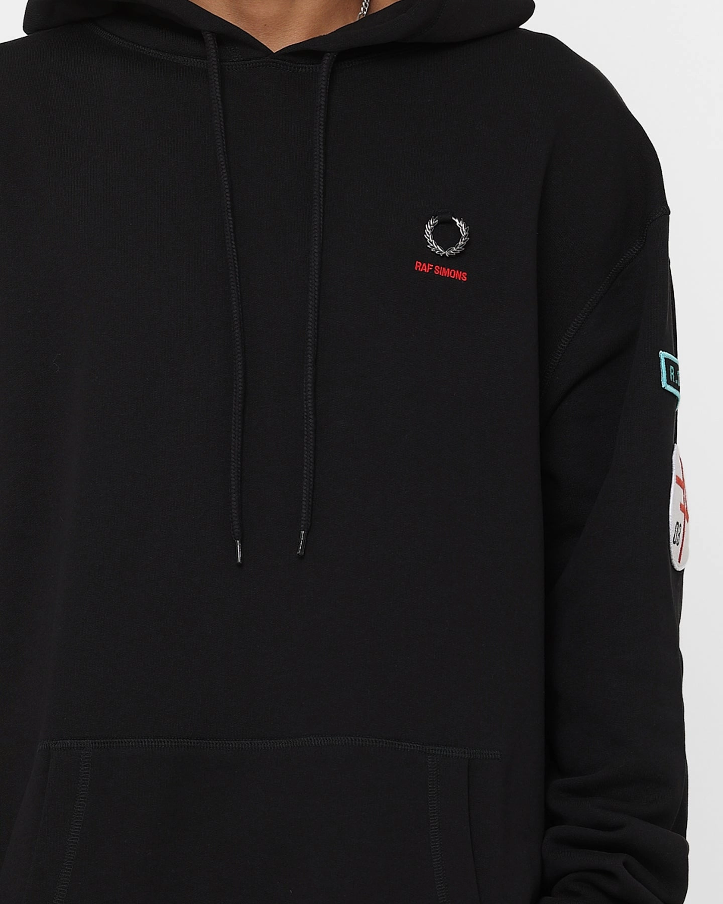 sunset Fred Perry X Raf Simons Patched Overhead Hoodie Black