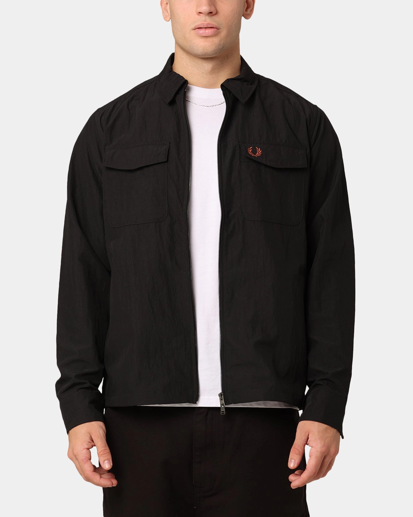 Fred Perry Zip Overshirt Jacket Black Core Fit