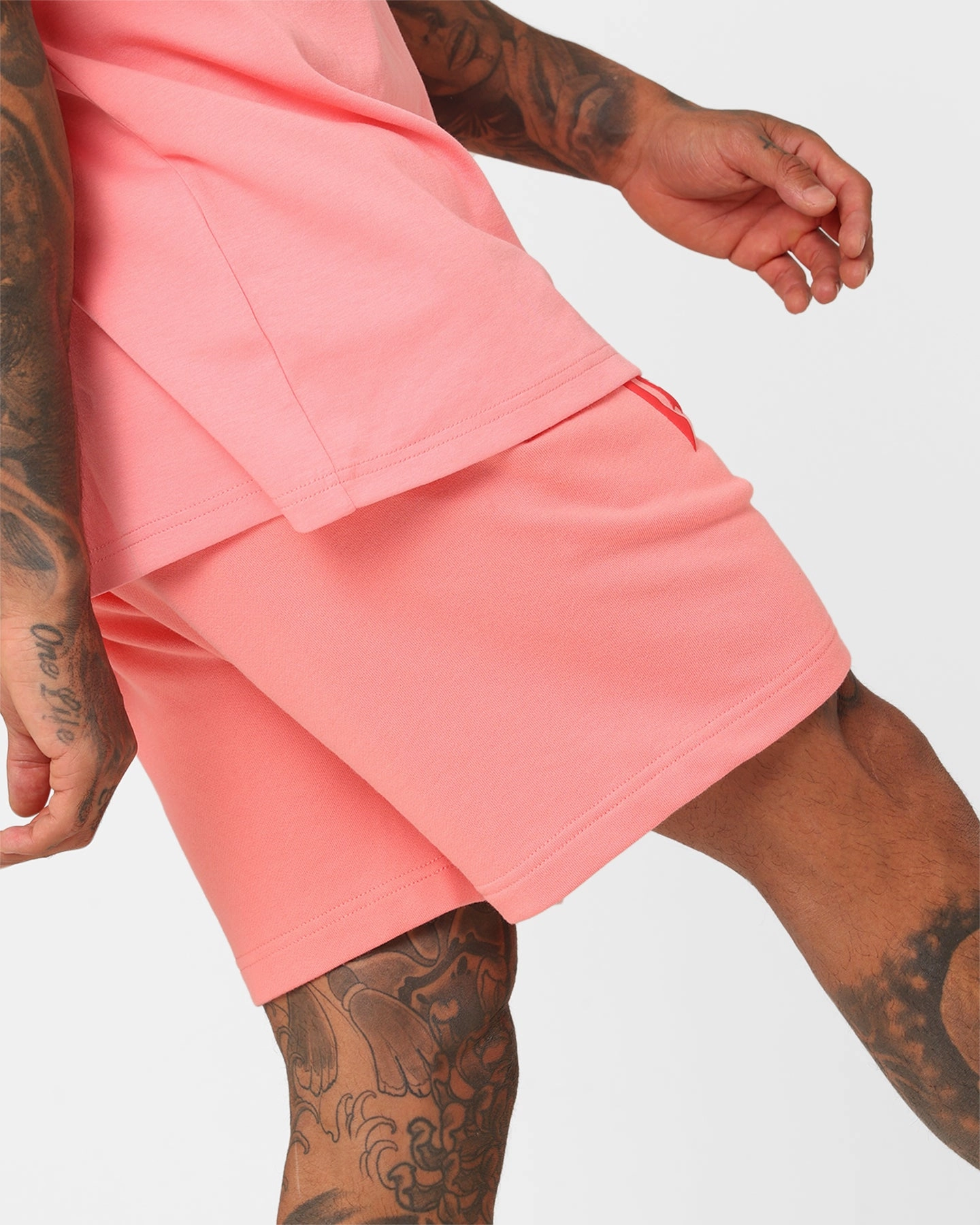 Lightweight Material Easy Movement Fallen Breed Puff Logo Zip Sweat Shorts Pink/Red