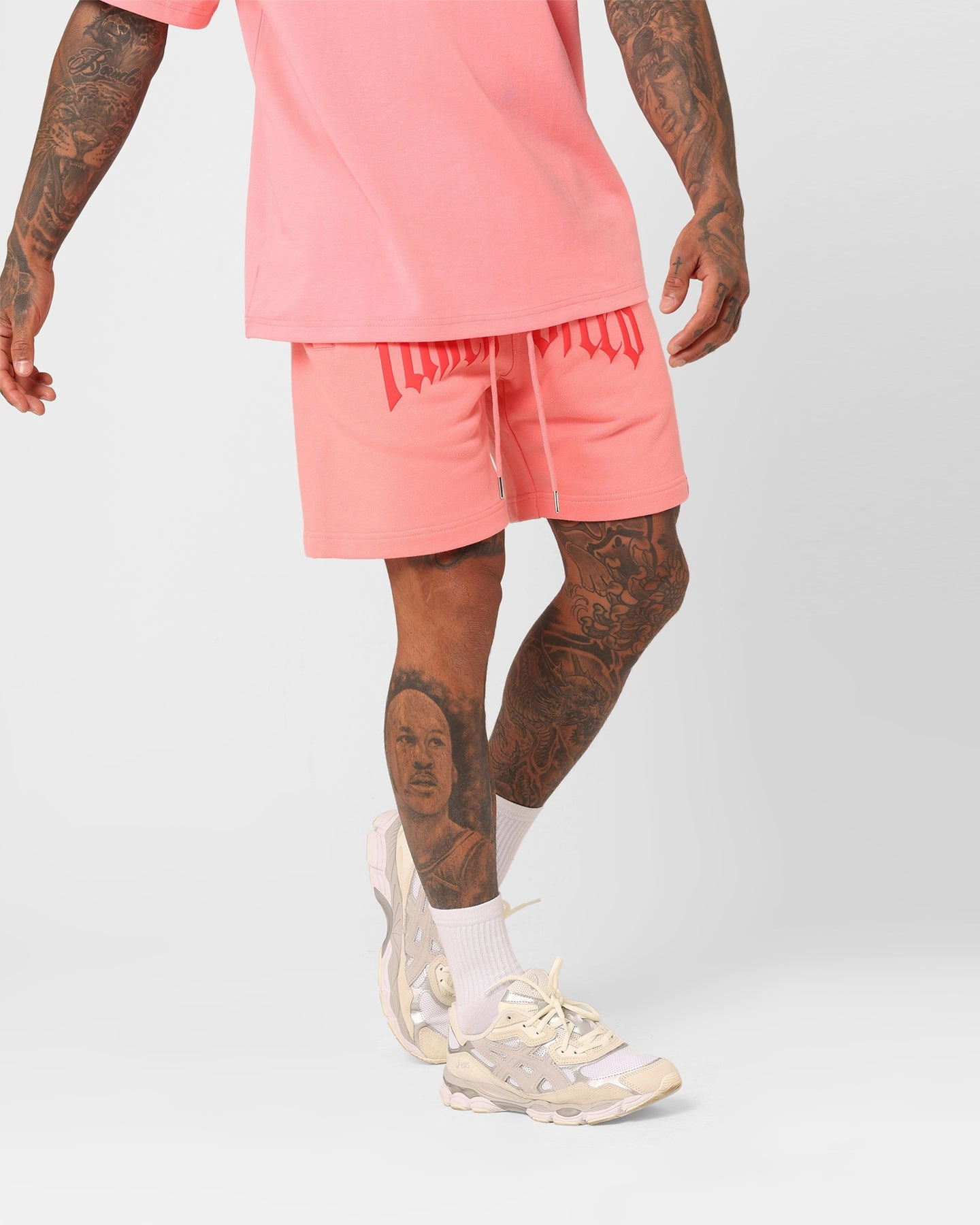 Fallen Breed Puff Logo Zip Sweat Shorts Pink/Red Versatile Design Warm Weather Style