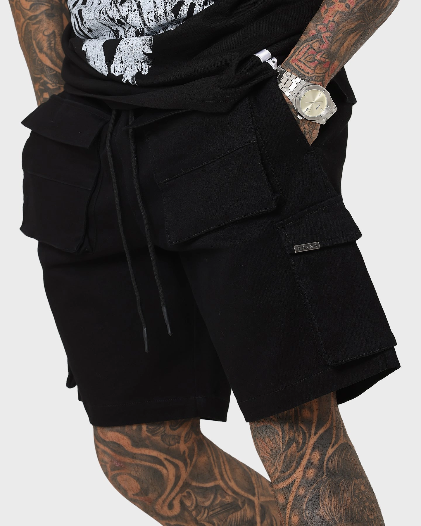 Chafe Resistant Seams Anti Pilling Surface Saint Morta Infantry Cargo Shorts Black