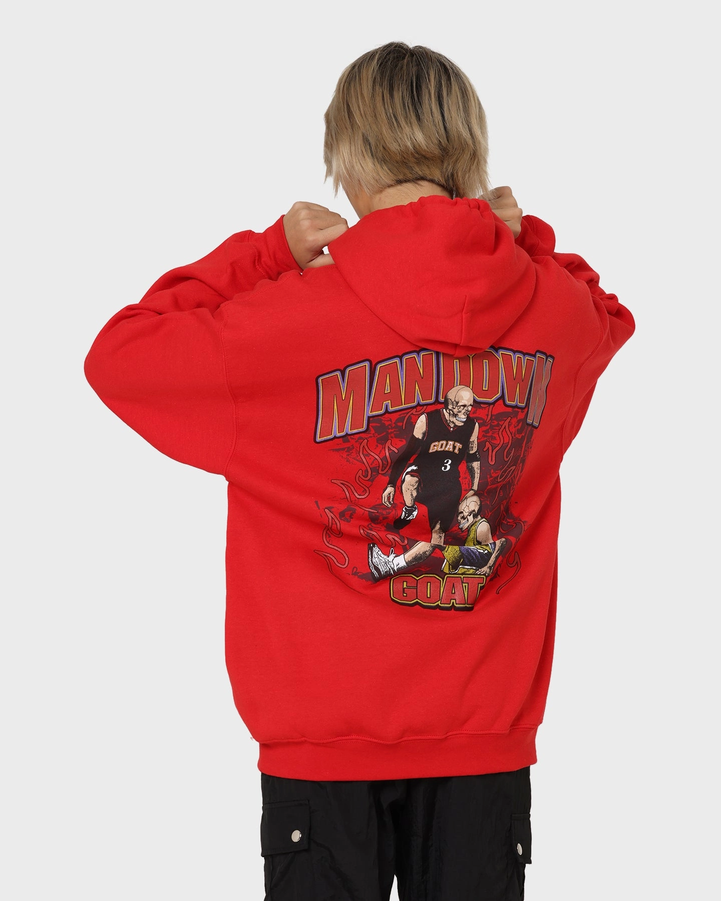 Goat Crew Man Down Hoodie Red Skating wear Bright Color