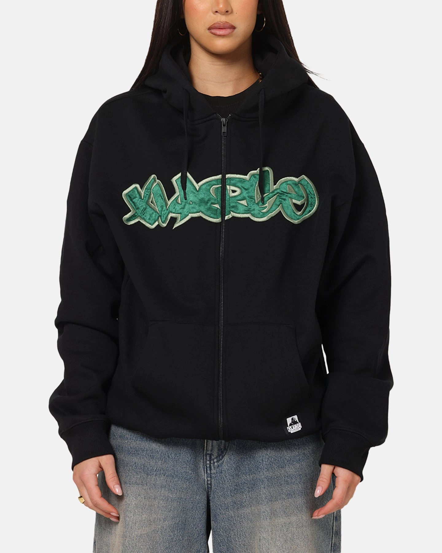 Ultra Soft Handfeel Exclusive piece X-Large Mark Zip Through Hoodie Black